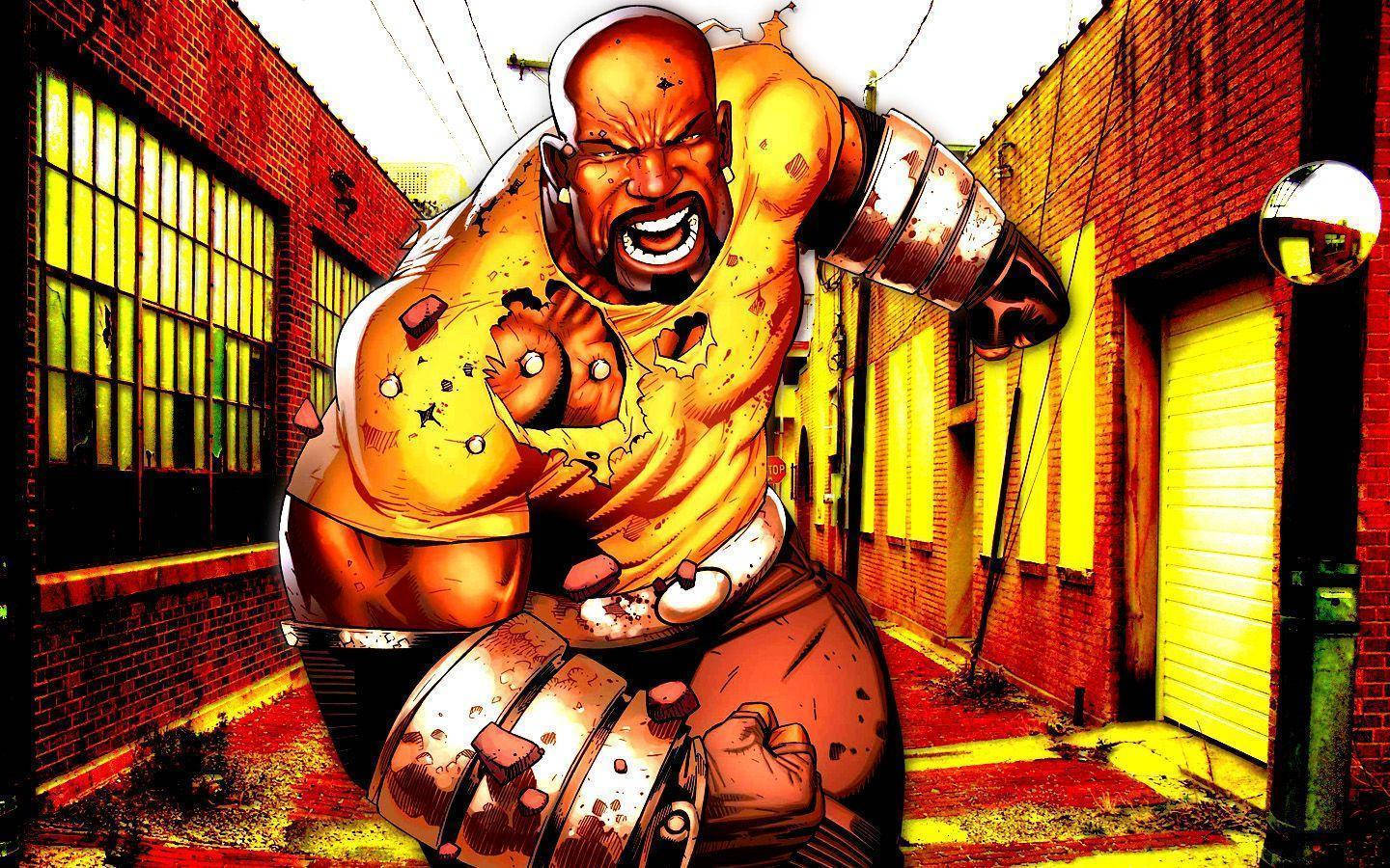Luke Cage, bald man, torn yellow shirt, HD Desktop Wallpaper