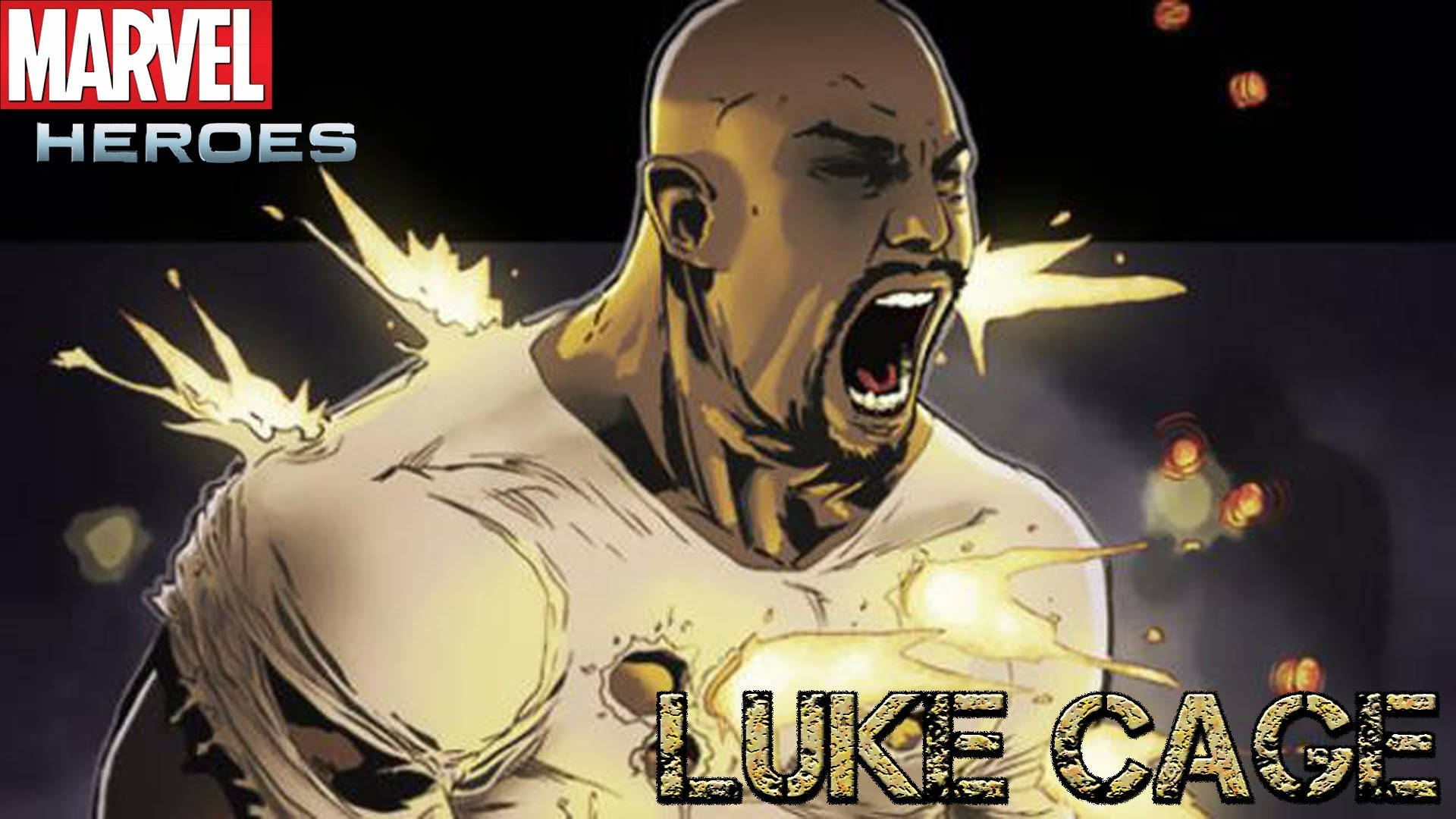 Luke Cage, golden power, dark background, Full HD Desktop Wallpaper
