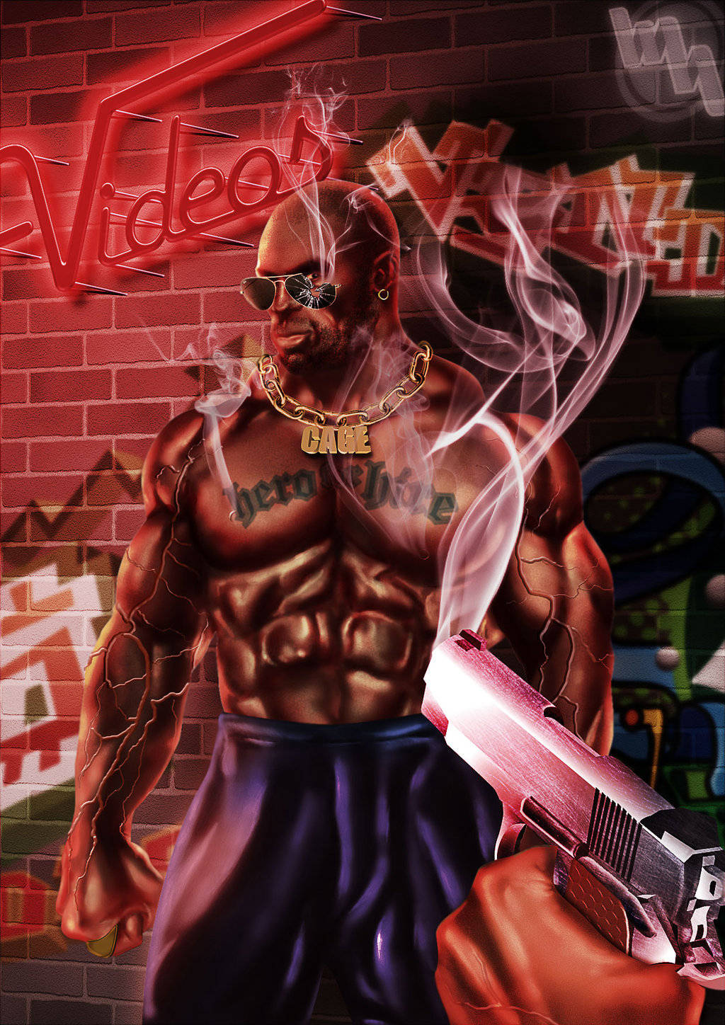 Luke Cage, tattoos, sunglasses, HD Phone Wallpaper