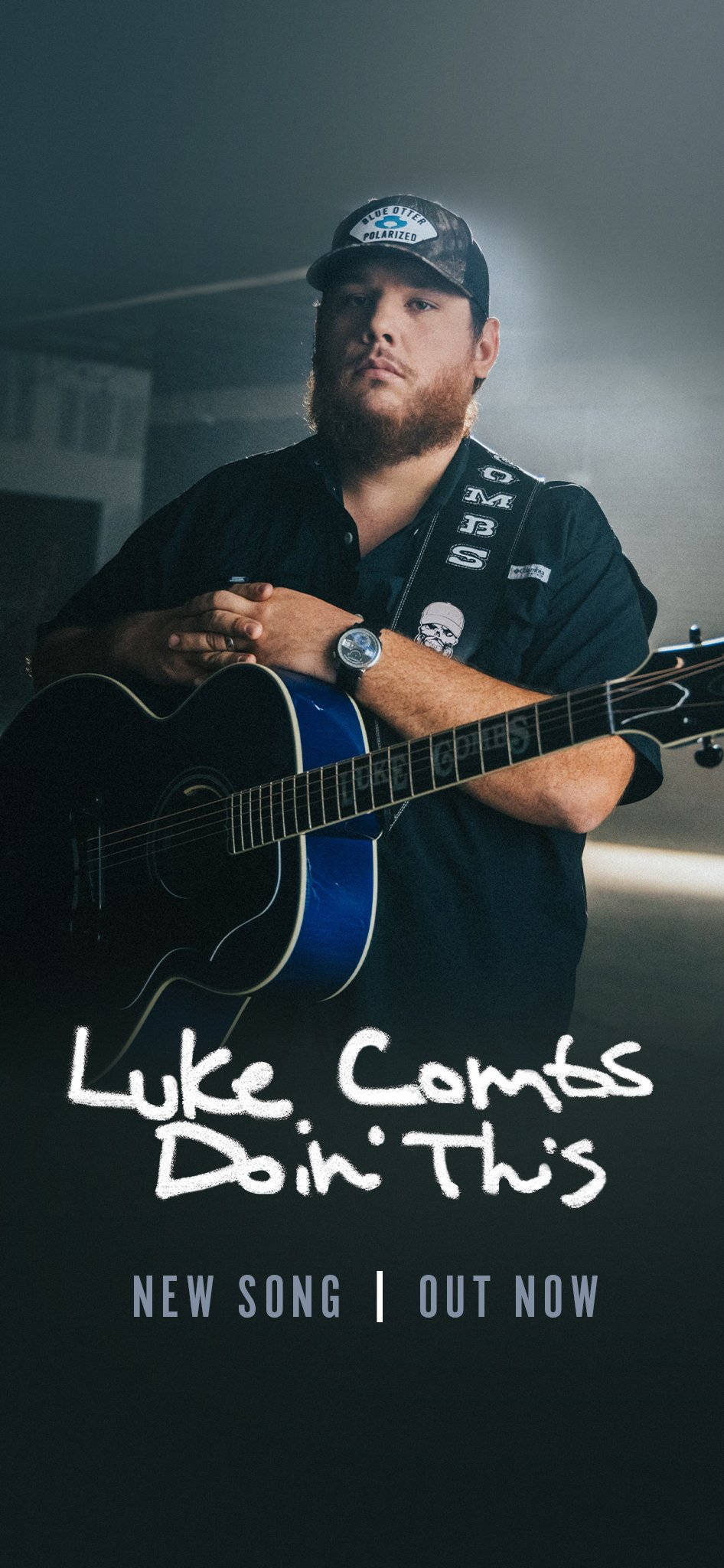 Luke Combs, acoustic guitar, dramatic studio lighting, Full HD Phone Wallpaper