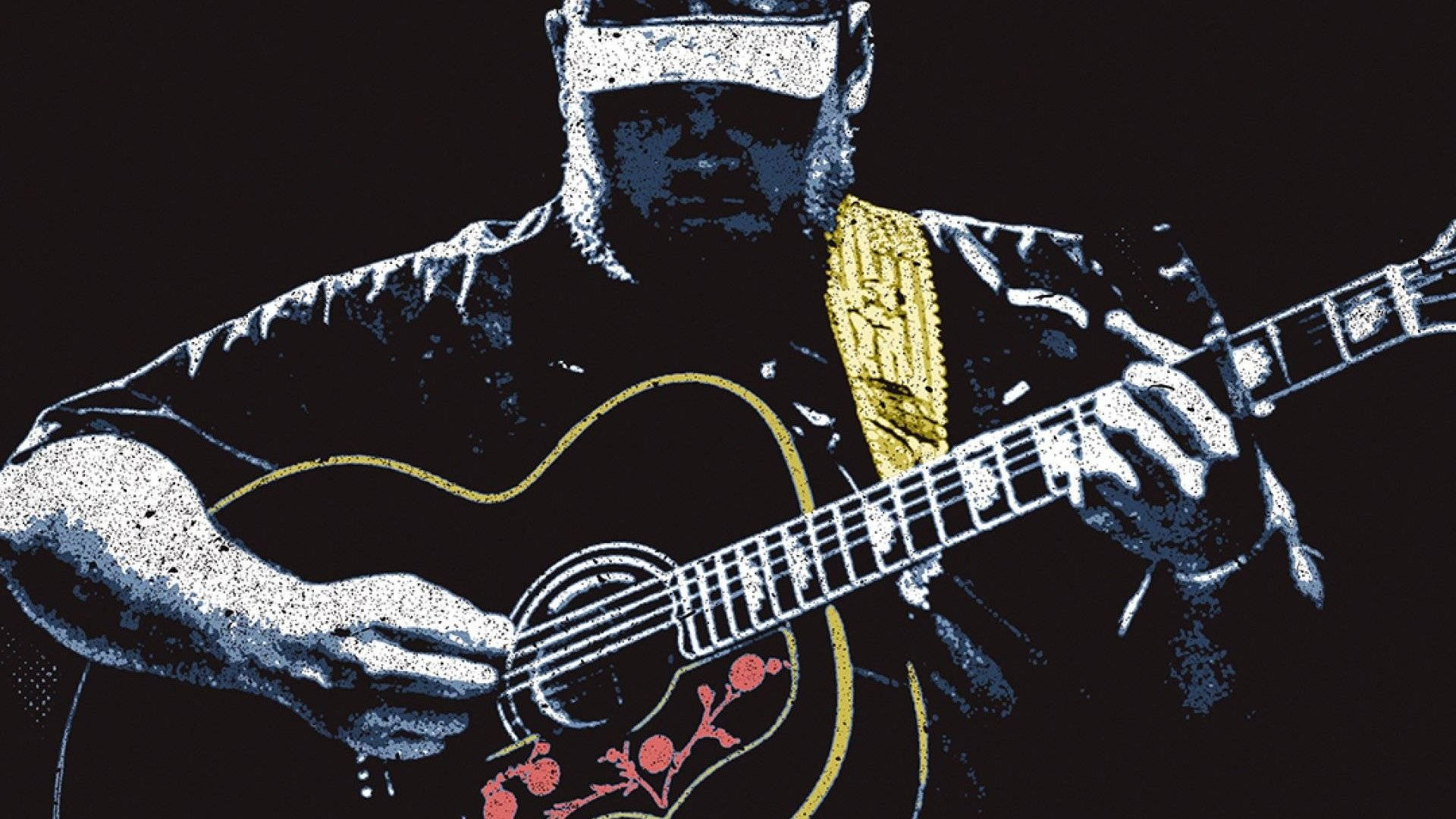 Luke Combs, acoustic guitar, yellow strap, Full HD Desktop Wallpaper