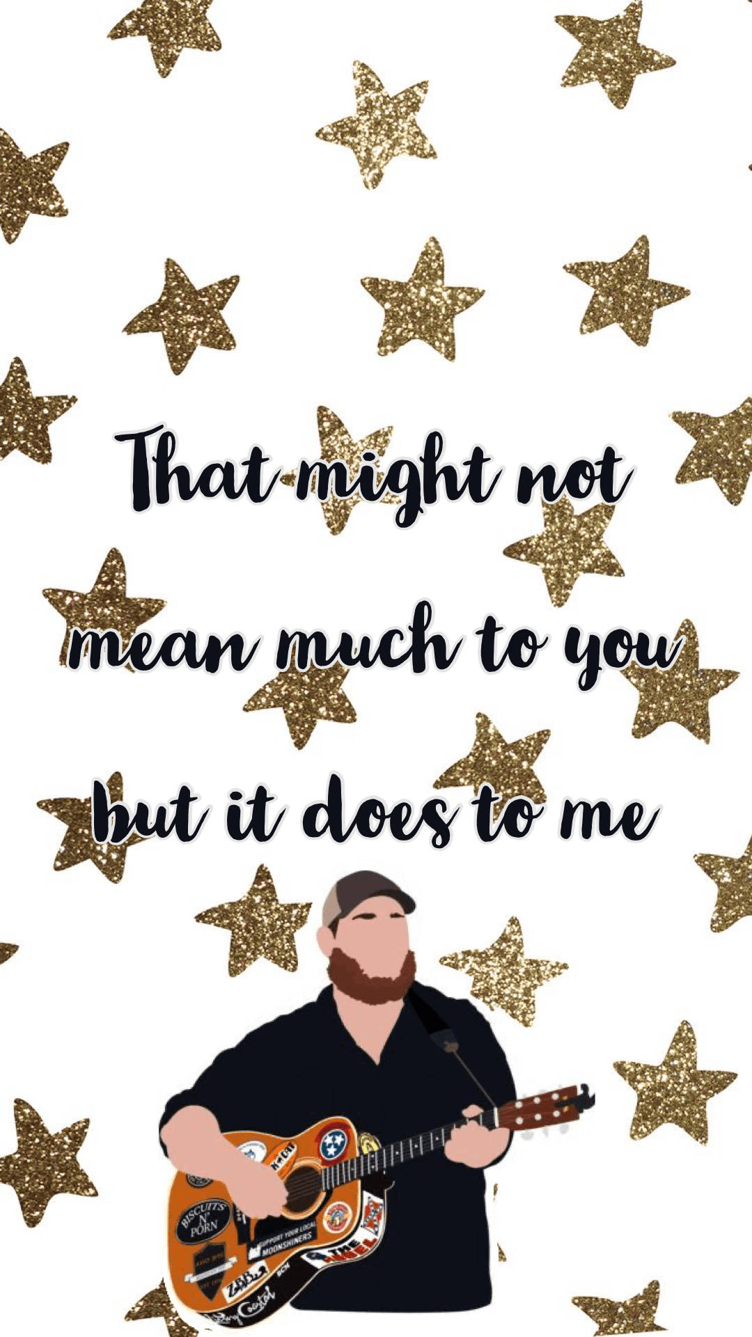 Luke Combs, guitar, glittery gold stars, Full HD Phone Wallpaper