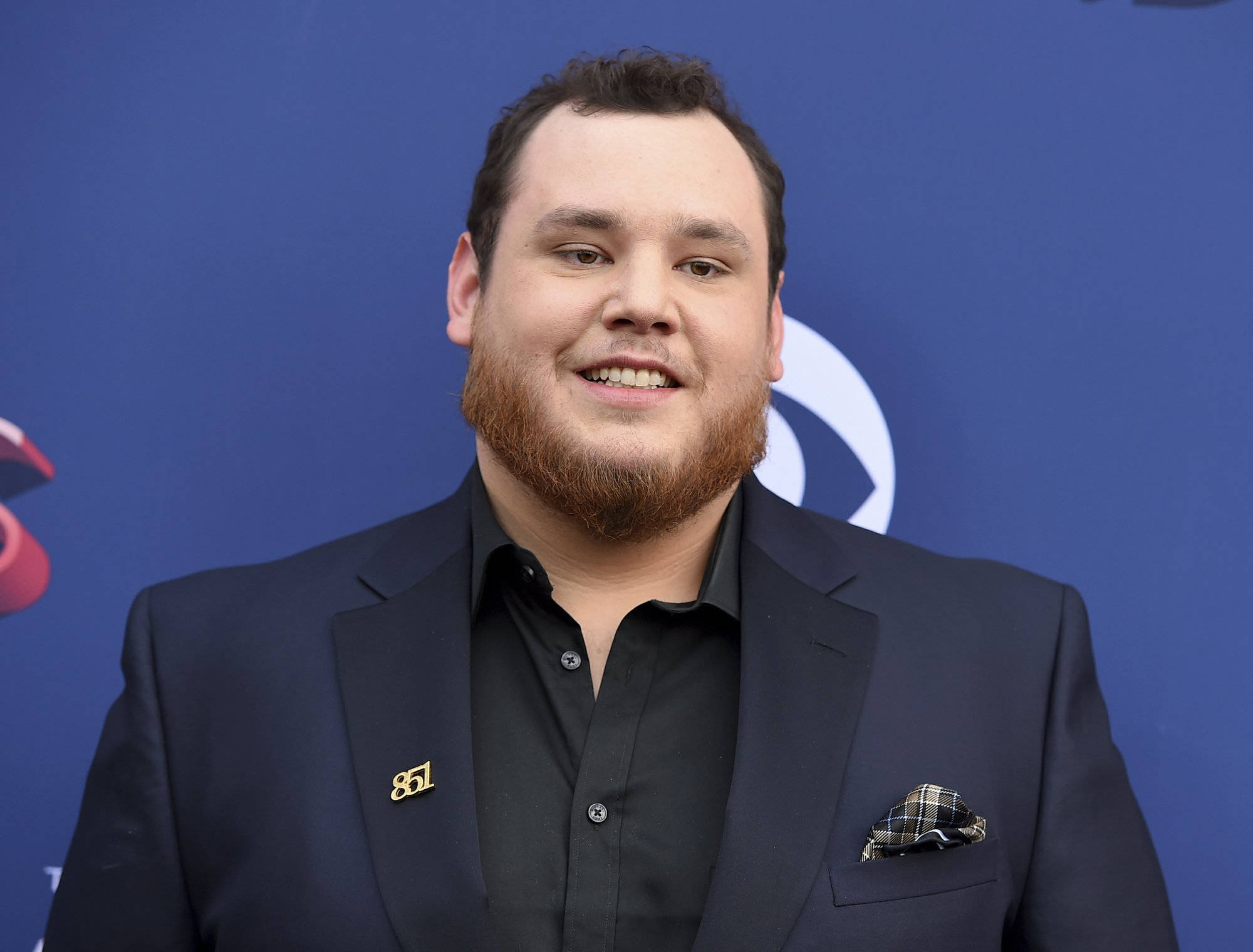 Luke Combs, red beard, navy suit, Full HD Desktop Wallpaper