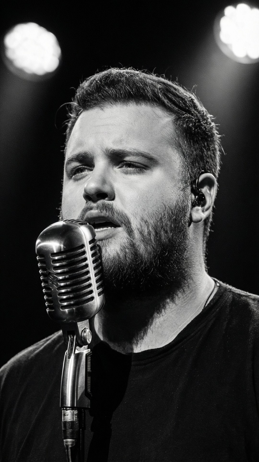 Luke Combs, Black and white portrait, performing, Full HD Phone Wallpaper