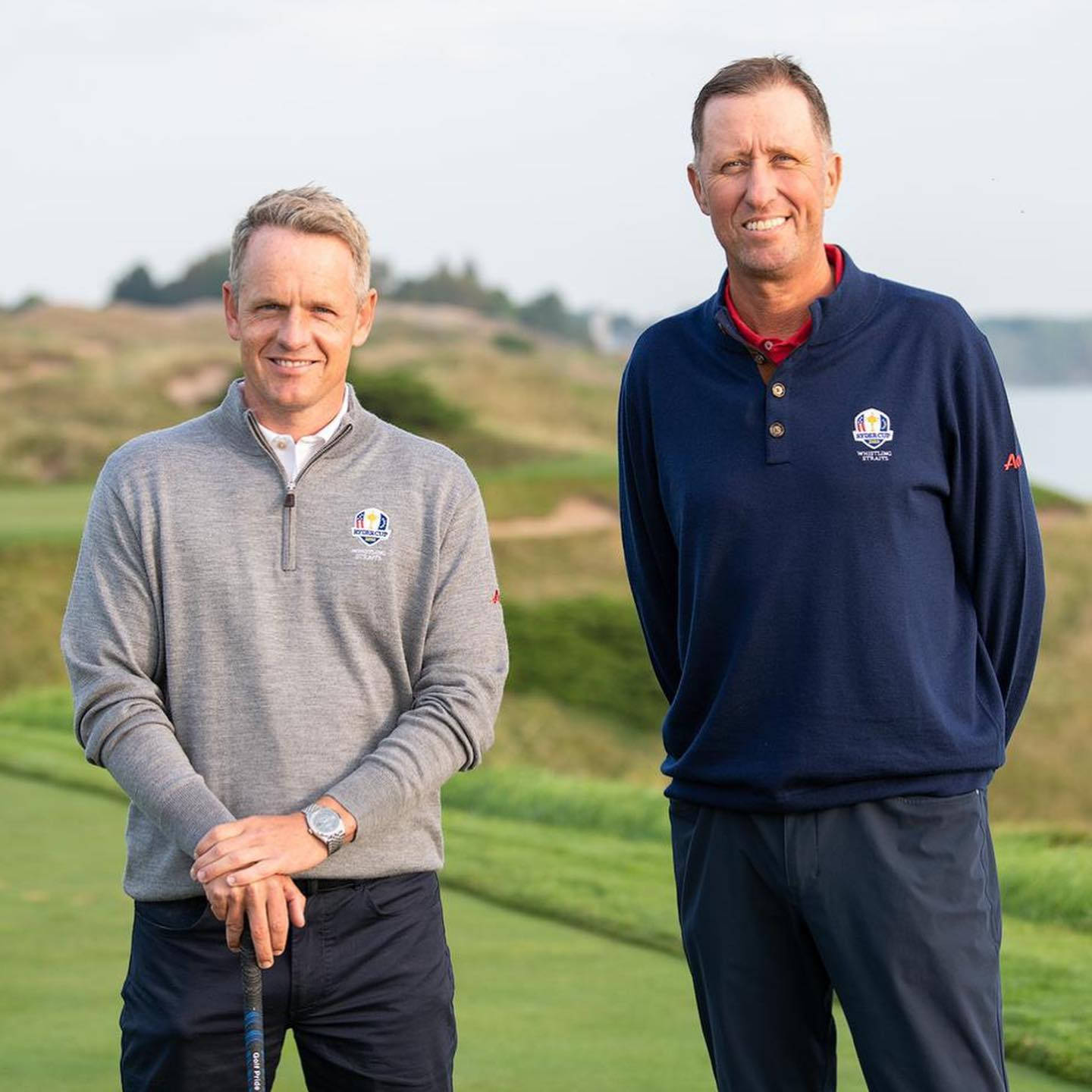 Luke Donald, branded sweaters, lush green course, HD Desktop Wallpaper