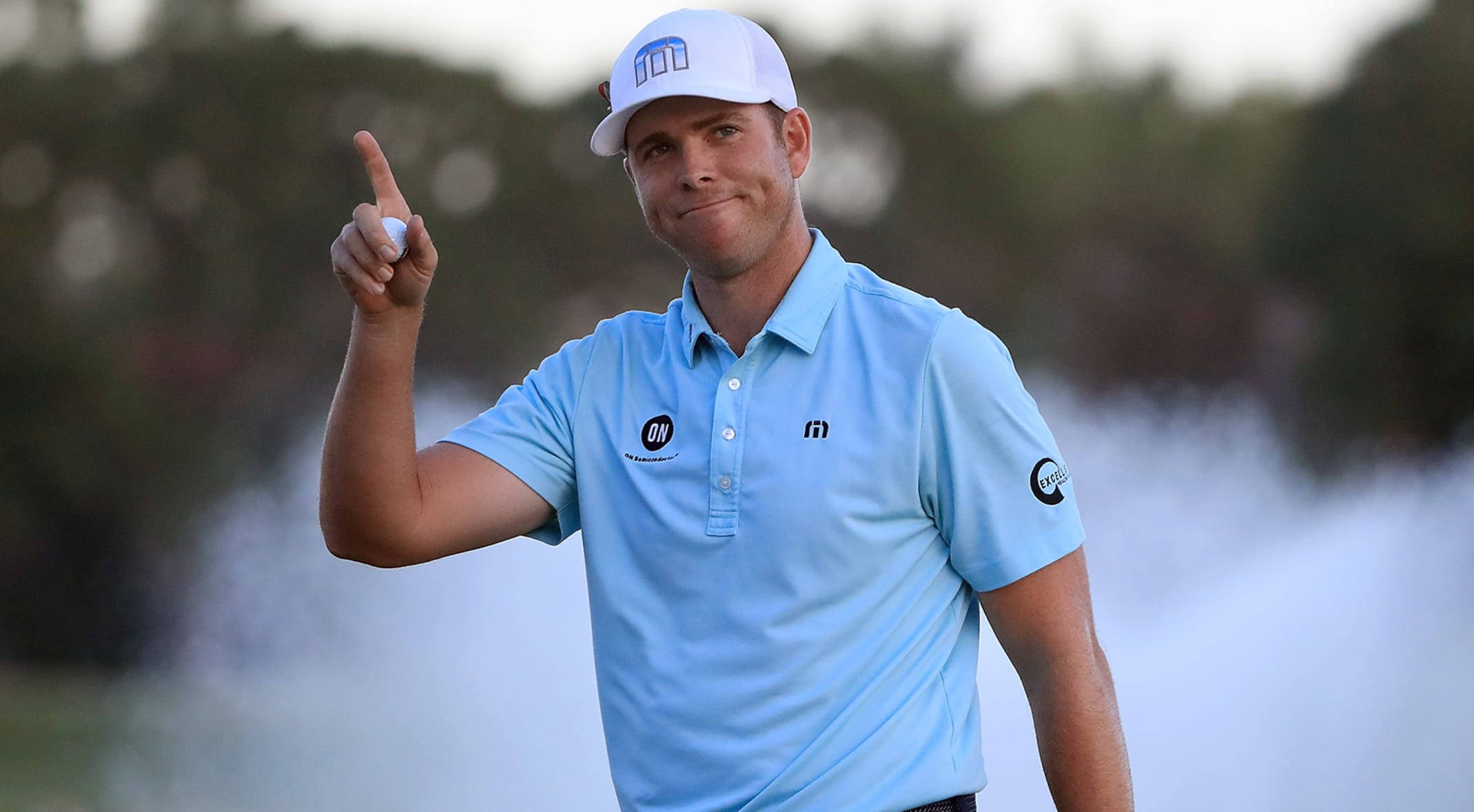 Luke List, golf ball, light blue polo, Full HD Desktop Wallpaper