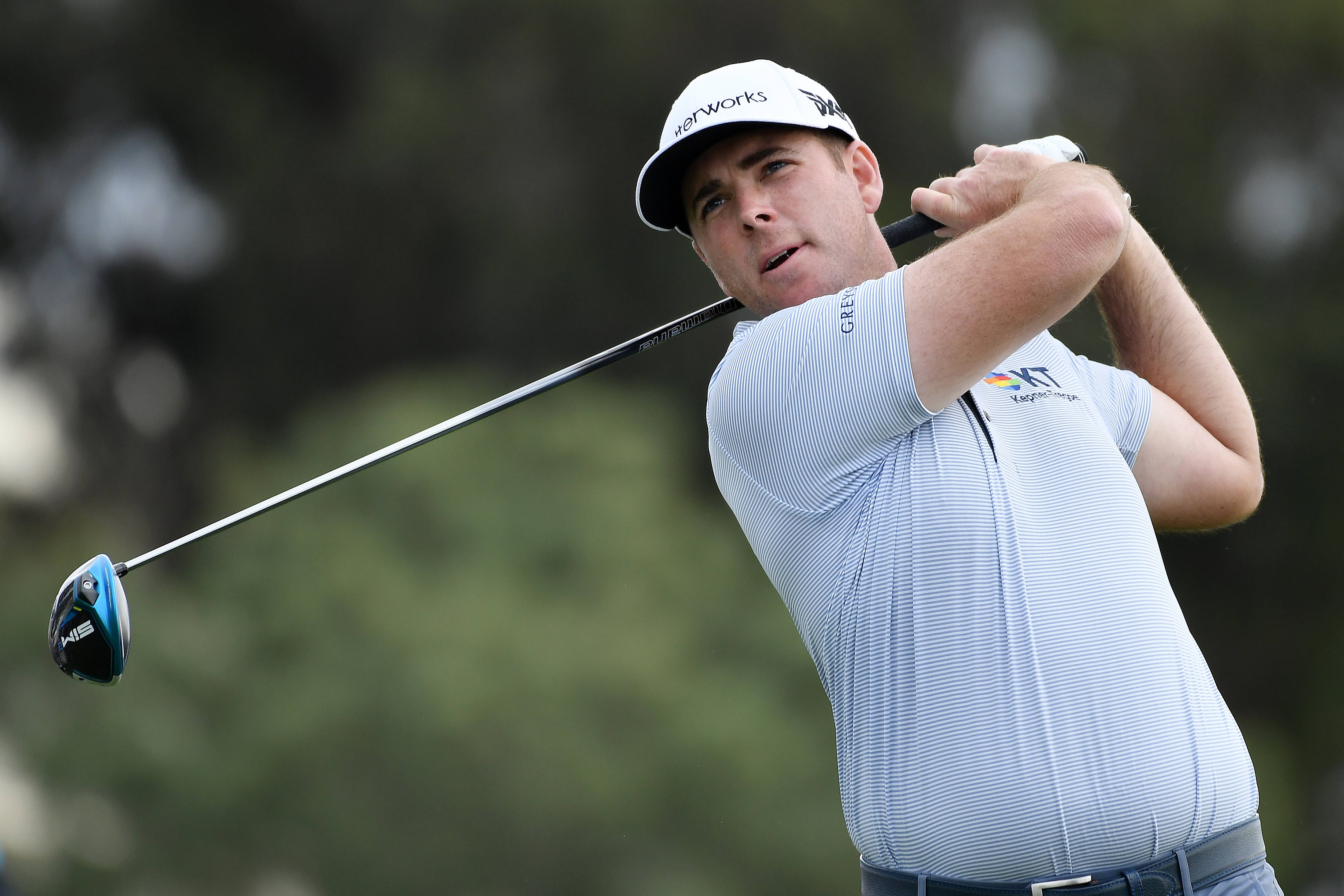 Luke List, golf club, white cap, 4K Desktop Wallpaper
