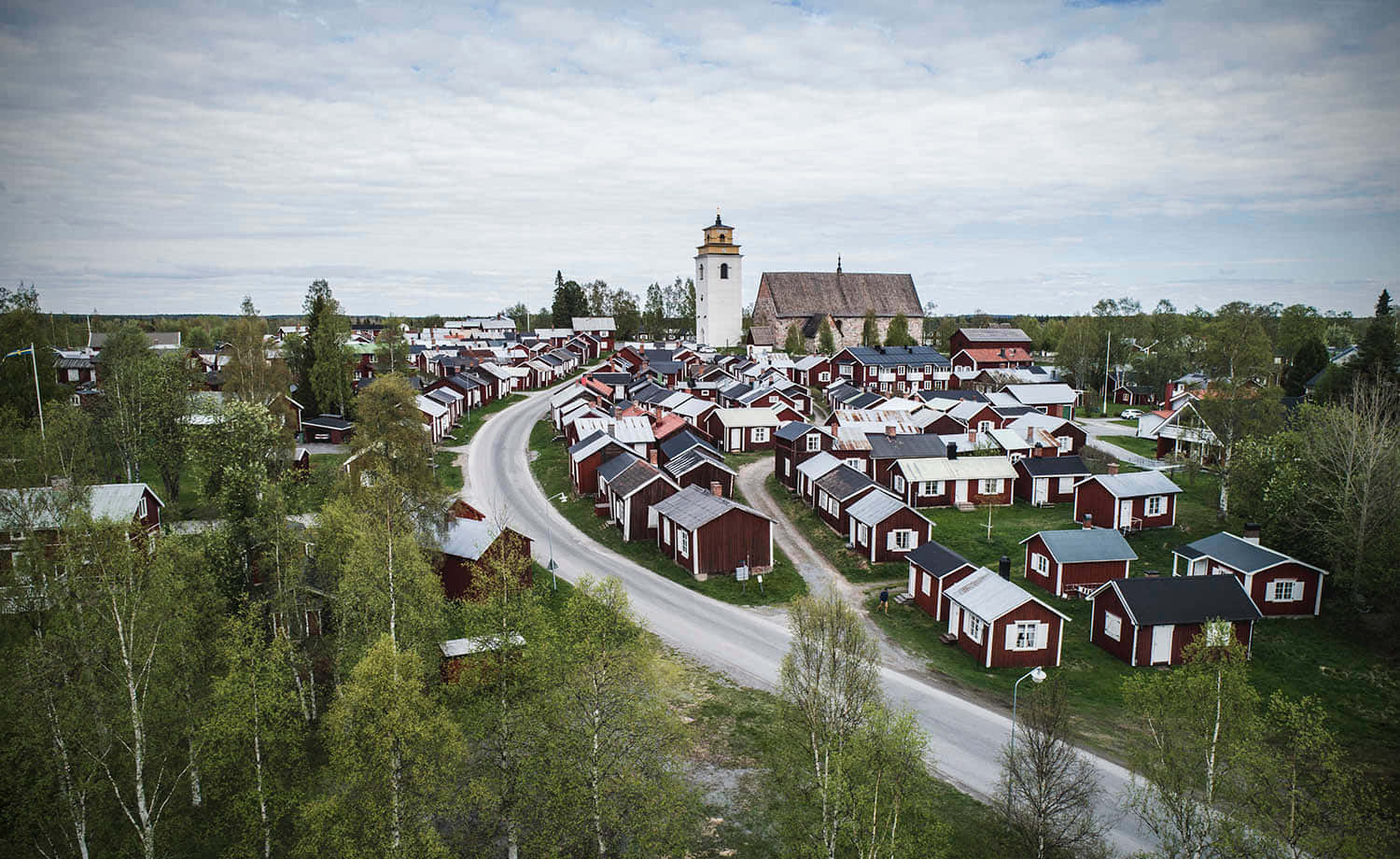 Luleå, waterfront, red wooden houses, HD Desktop Wallpaper