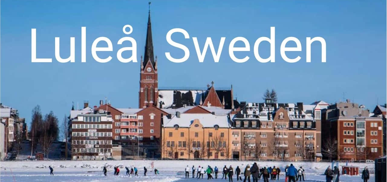 Luleå, frozen lake, snow-dusted historic buildings, HD Desktop Wallpaper