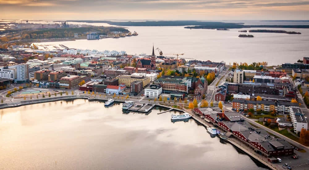 Luleå, sunset, coastal city, SD Desktop Wallpaper