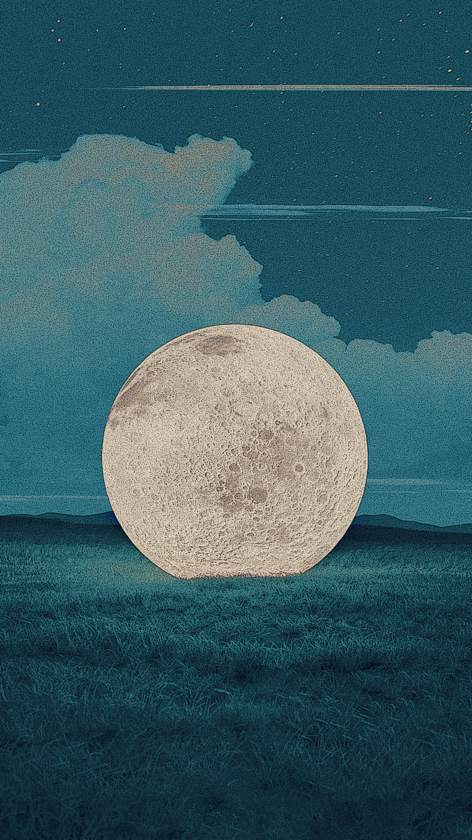 Luna, blue skies, starry teal sky, 2K Phone Wallpaper