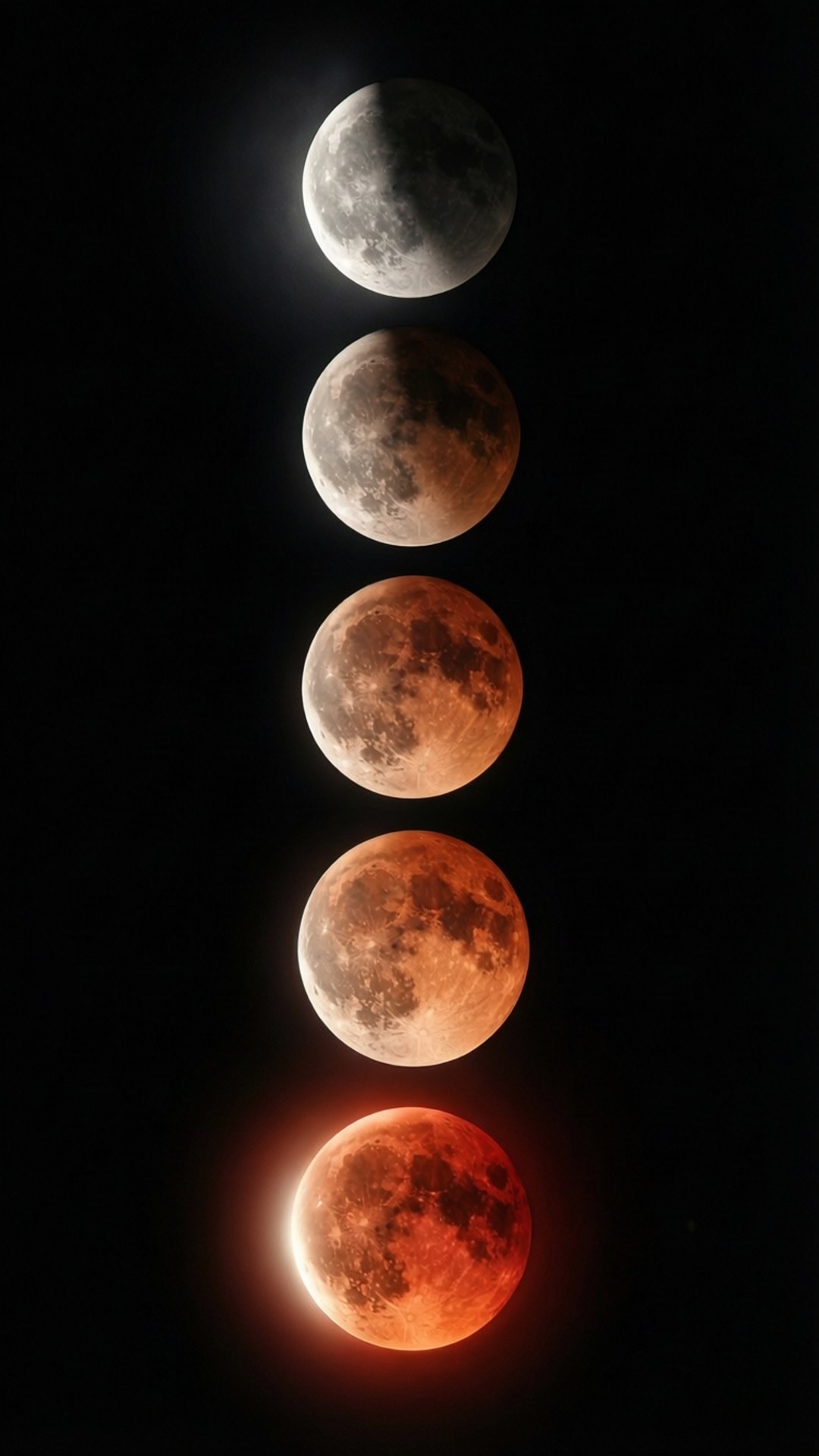 lunar eclipse, gray, deep red, Full HD Phone Wallpaper