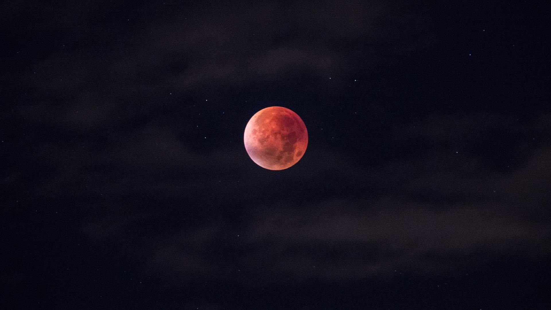 Lunar Eclipse, red stage, blood red moon, Full HD Desktop Wallpaper