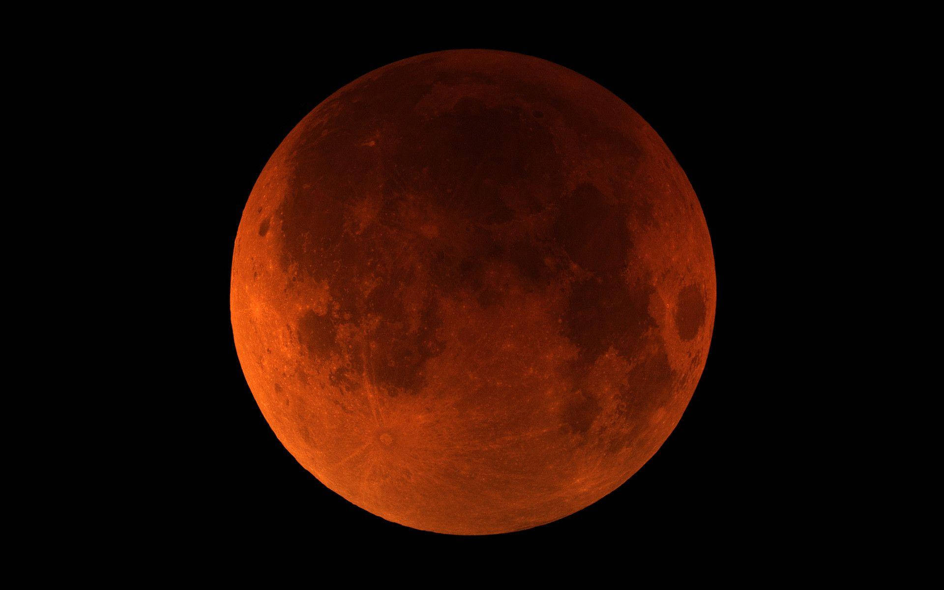 Lunar eclipse, blood red moon, pitch black sky, Full HD Desktop Wallpaper
