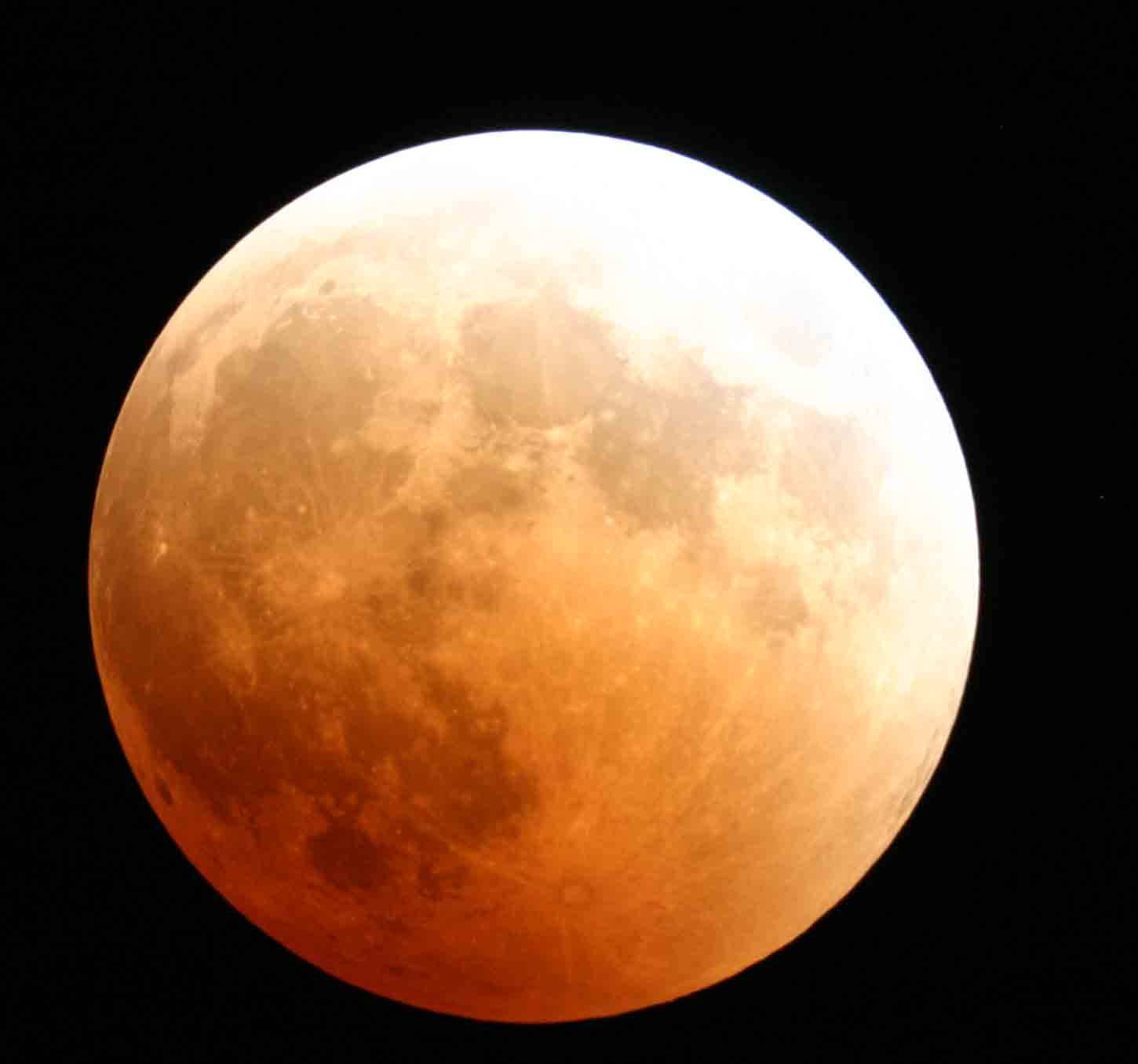 lunar eclipse, blood moon, fiery orange, HD Desktop Wallpaper