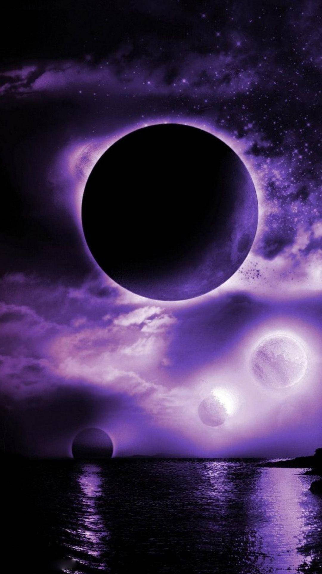 Galaxy Tablet, eclipse, purple glow, Full HD Phone Wallpaper