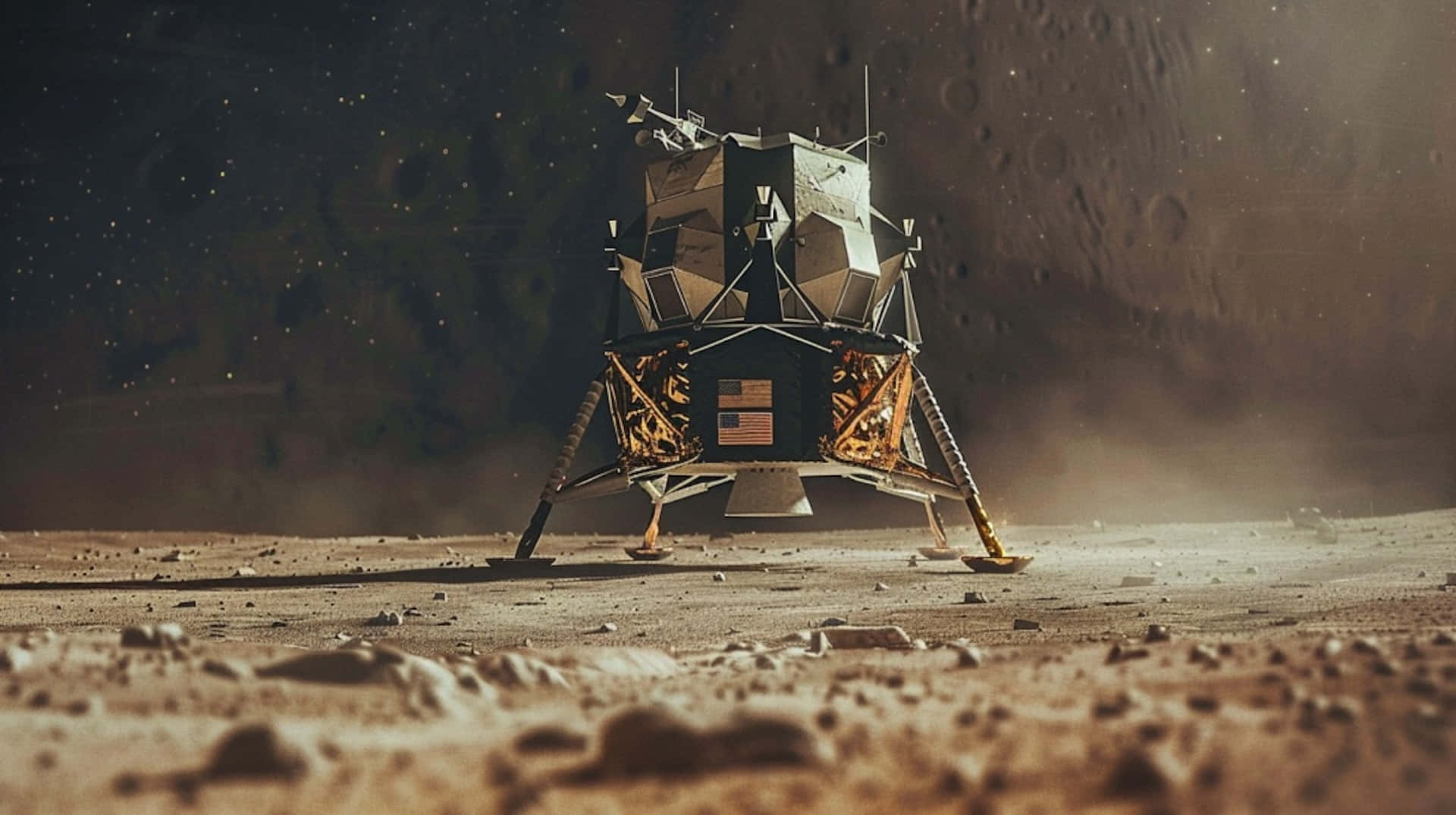 Lunar Module, moon surface, dusty surface, Full HD Desktop Wallpaper