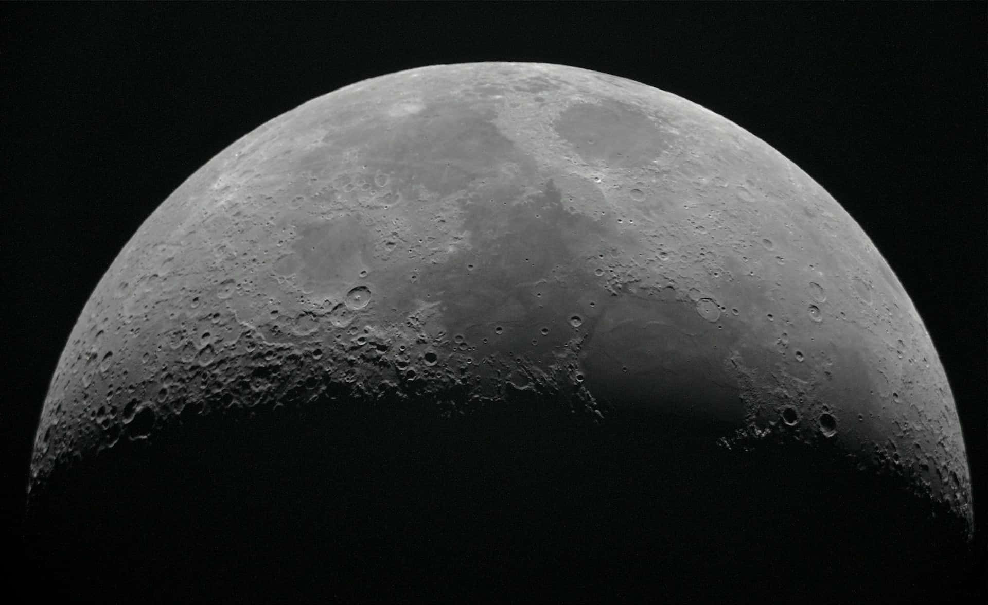 lunar crescent, craters, rugged terrain, Full HD Desktop Wallpaper
