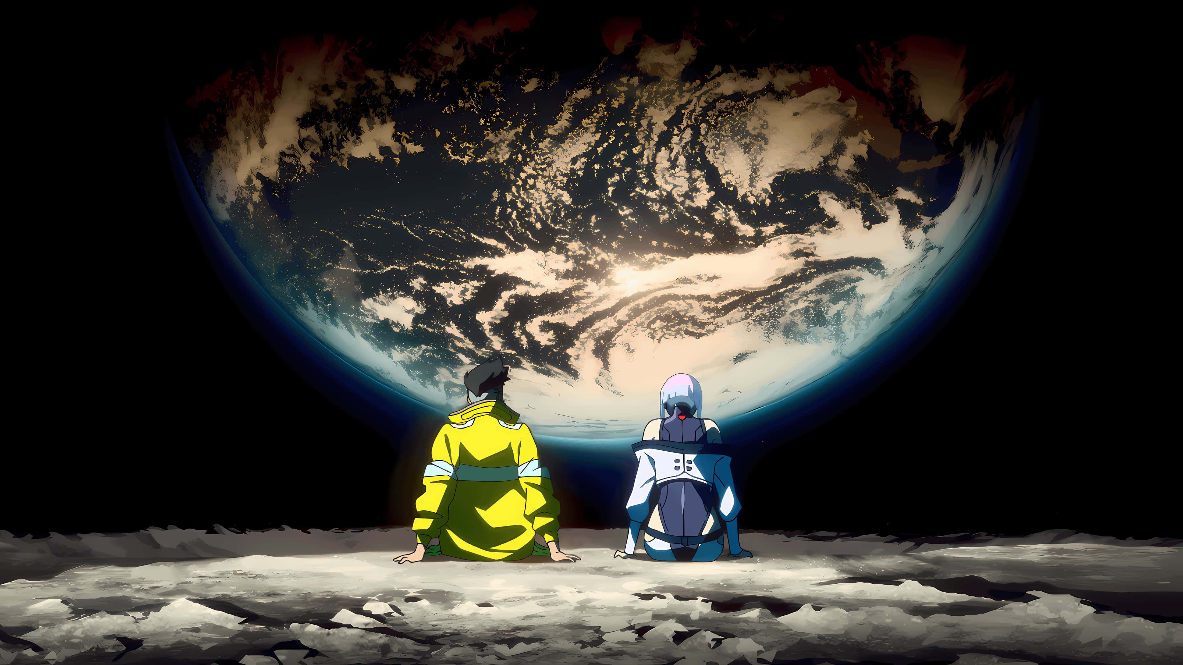 Contemplation Under The Cosmos, Earth, moon-like surface, 4K Desktop Wallpaper