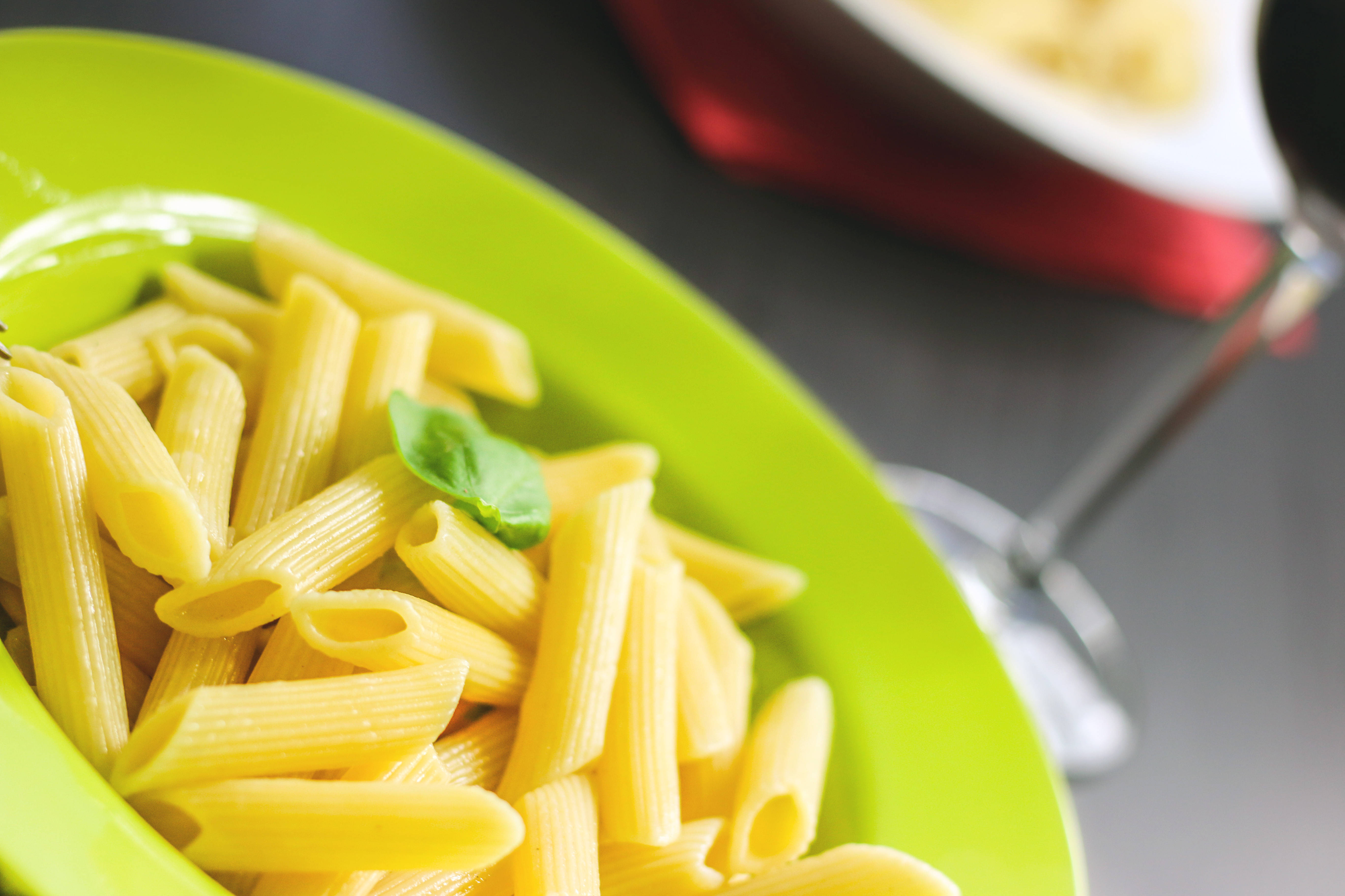 pasta, penne, basil leaf, 5K Desktop Wallpaper