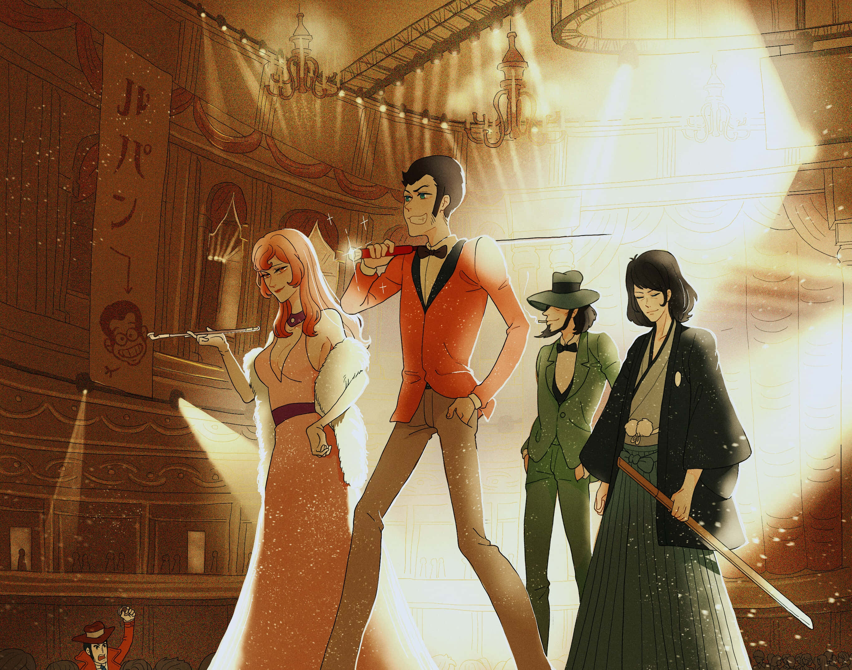 Lupin III, Daisuke Jigen, theater, 2K Desktop Wallpaper