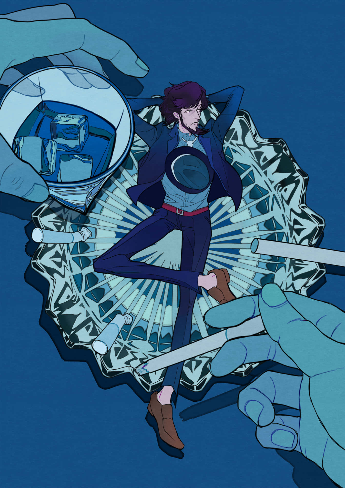 Lupin III, Daisuke Jigen, crystal ashtray, Full HD Phone Wallpaper