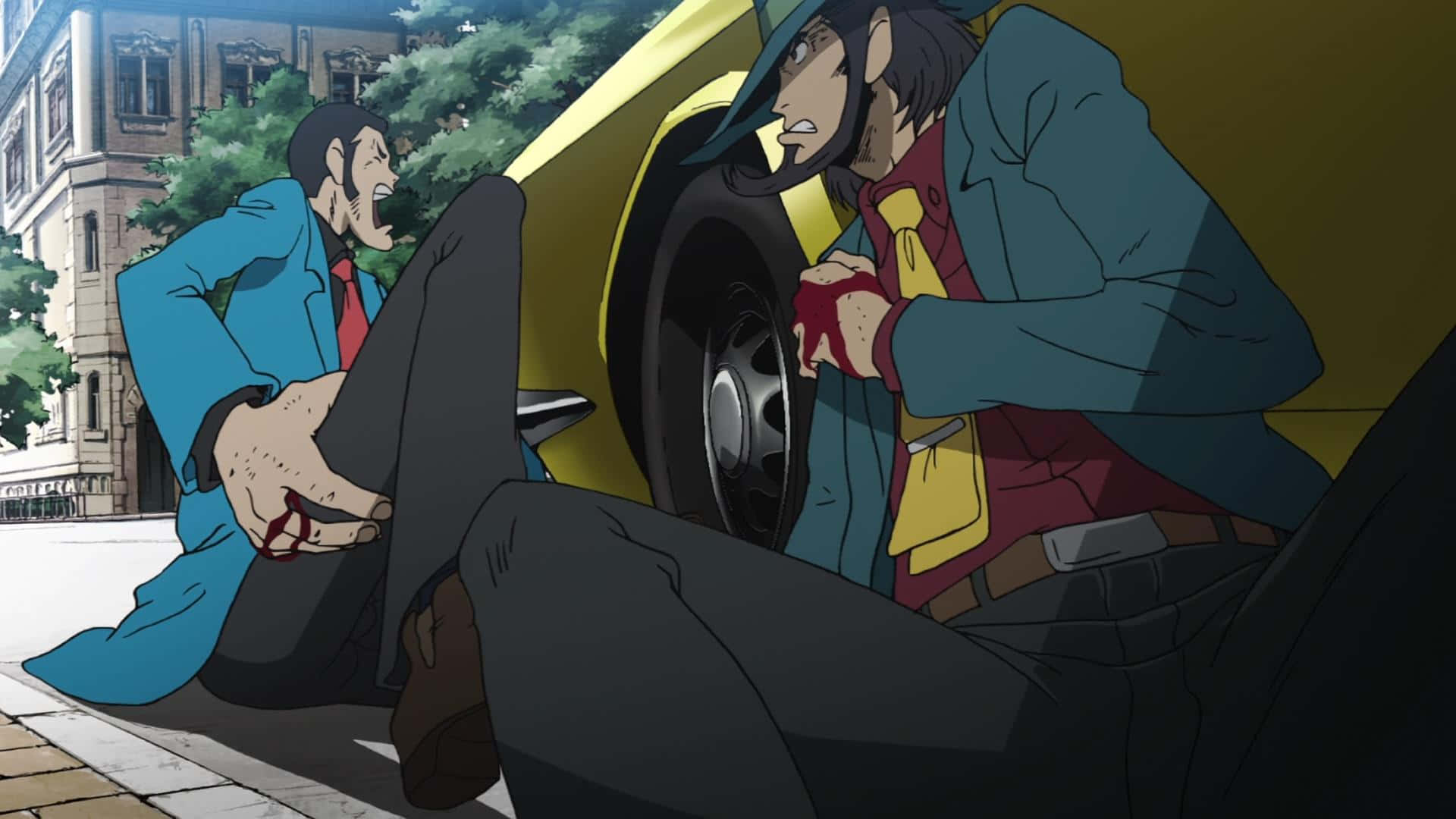 Lupin III, Daisuke Jigen, yellow car, Full HD Desktop Wallpaper