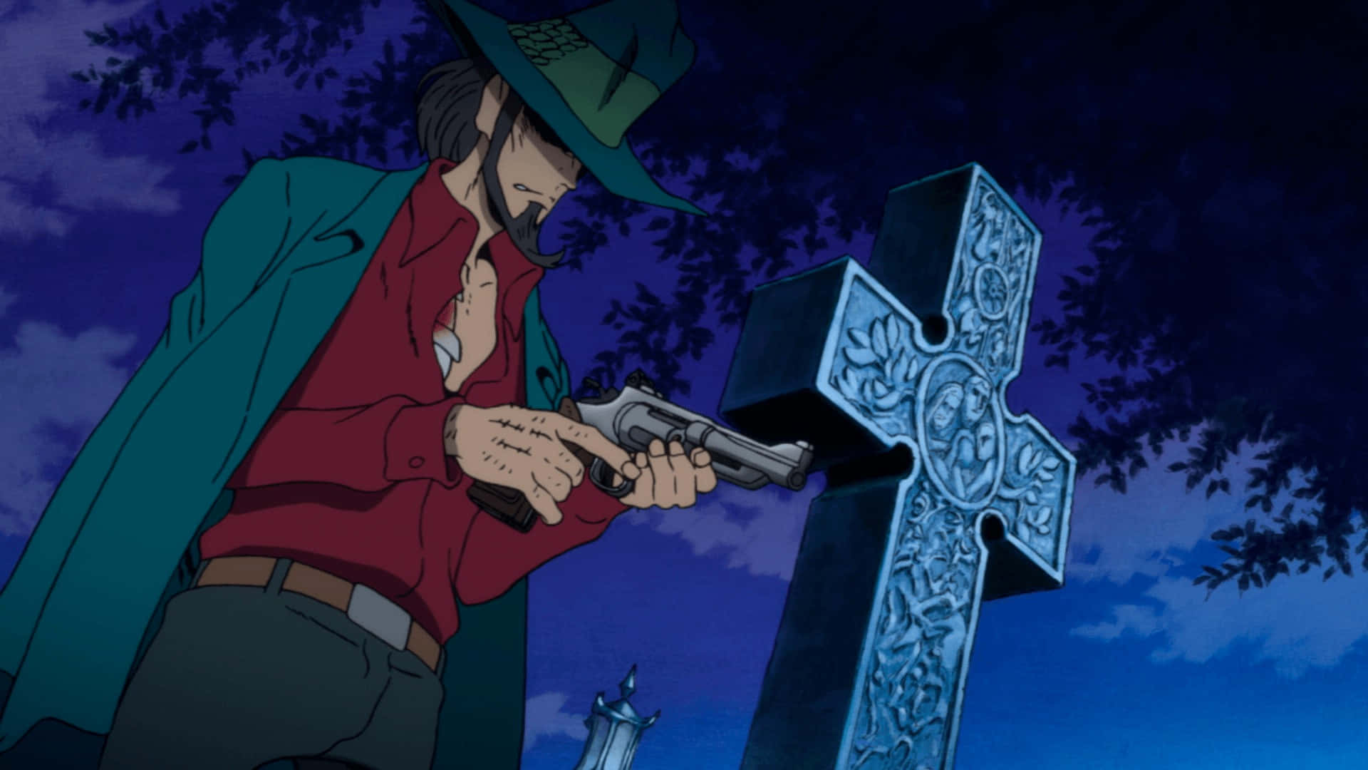 Daisuke Jigen, Lupin III, green hat, Full HD Desktop Wallpaper