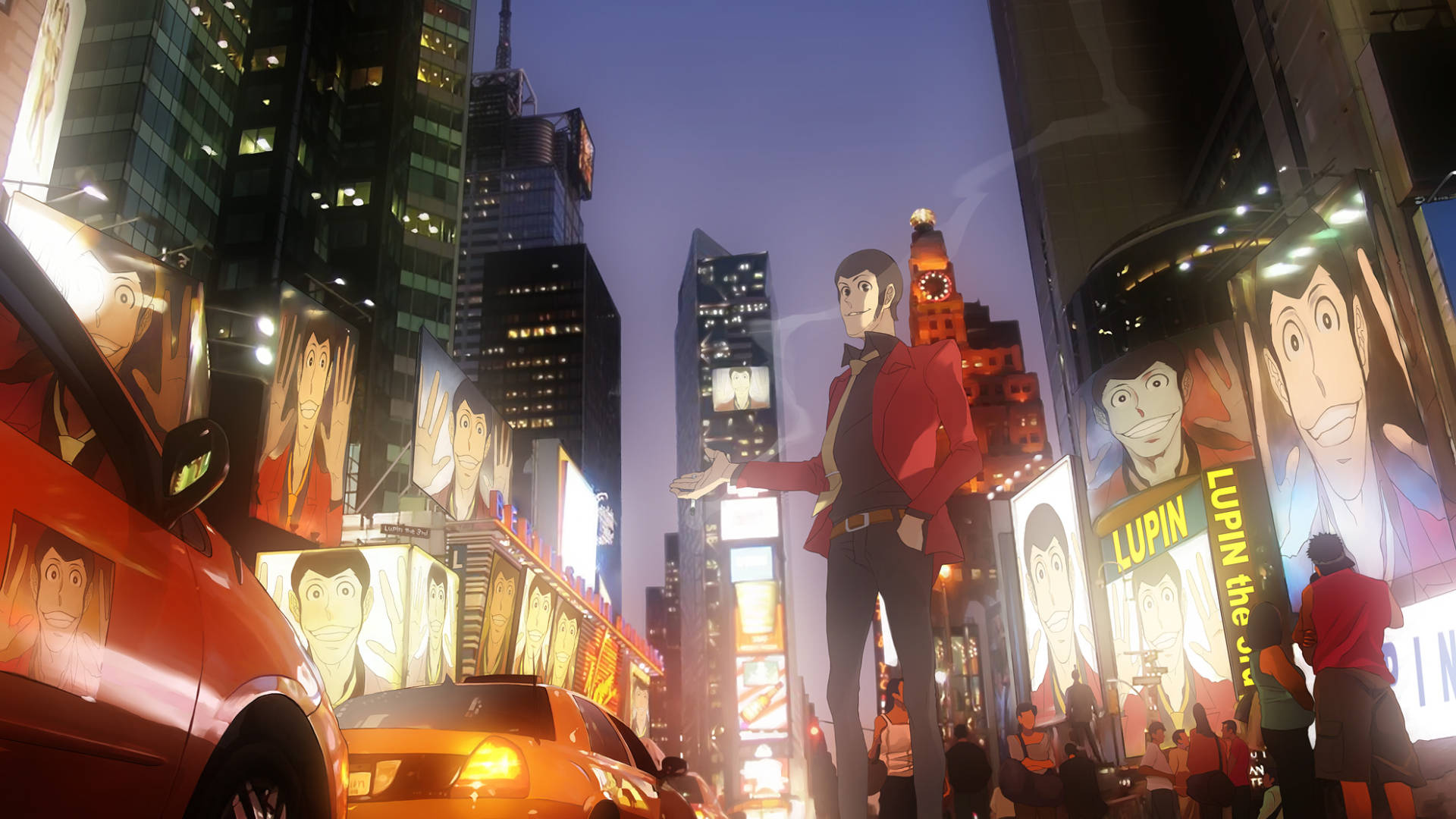 Lupin the Third, red coat, dusk, Full HD Desktop Wallpaper