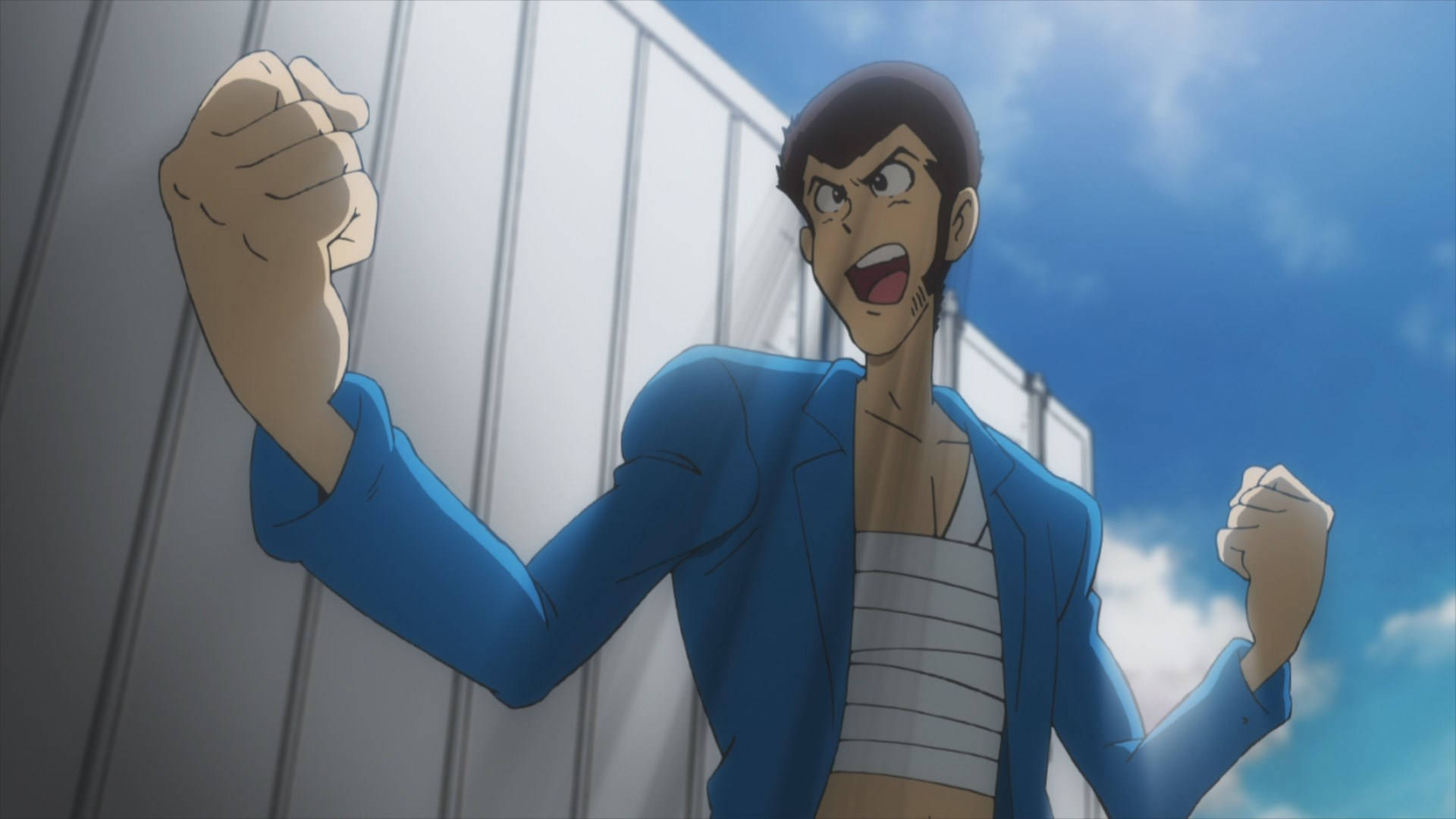 Lupin the Third, blue jacket, bright blue sky, Full HD Desktop Wallpaper