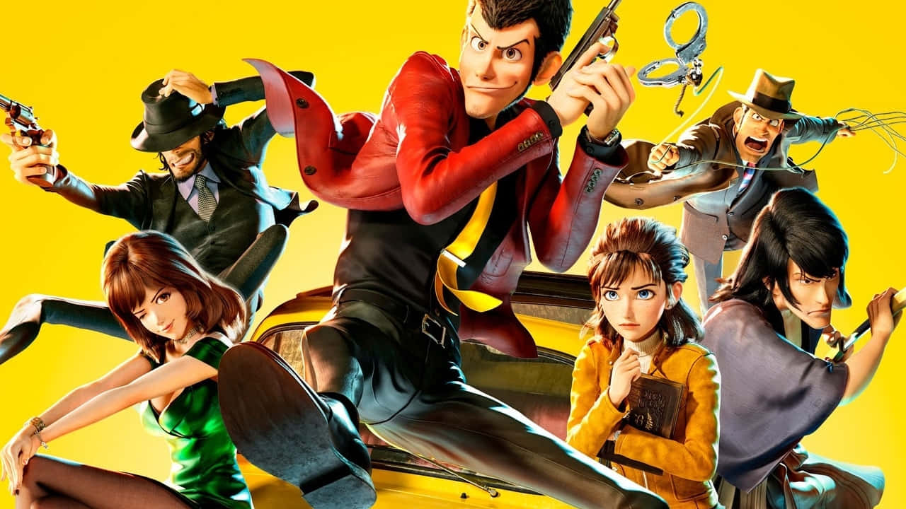 Lupin the Third, animated characters, action poses, HD Desktop Wallpaper