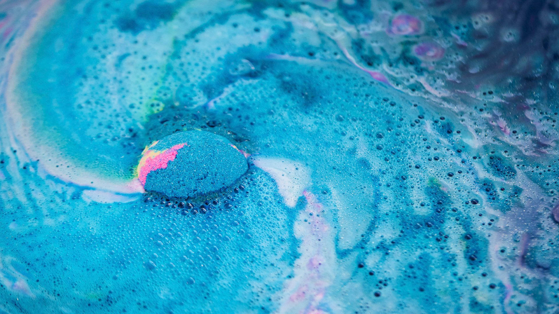 Lush, foamy blue liquid mixture, swirling blue and pink bubbly liquid, Full HD Desktop Wallpaper