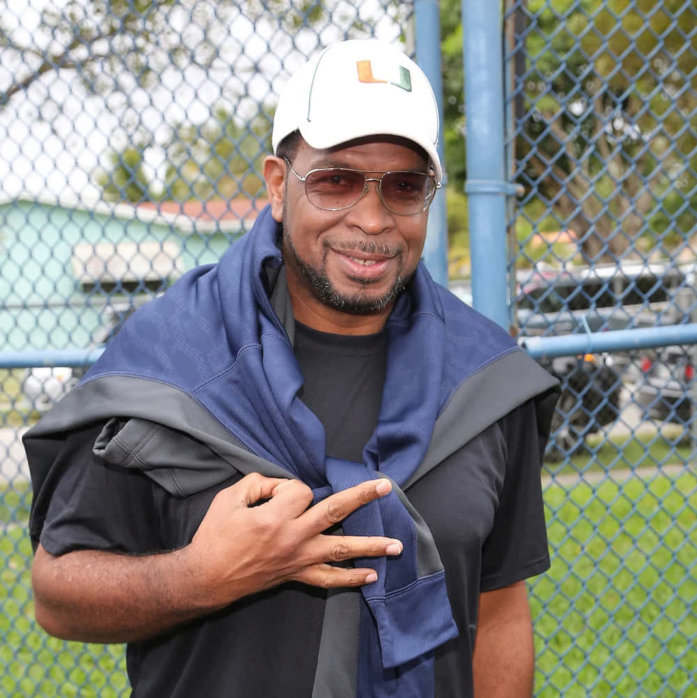 Luther Campbell, white Miami baseball cap, sunglasses, SD Phone Wallpaper