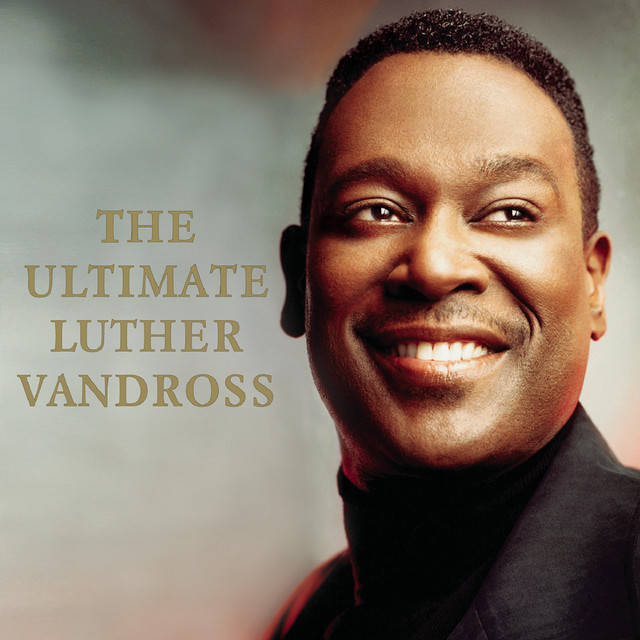Luther Vandross, golden text overlay, soft gradient background, SD Desktop Wallpaper