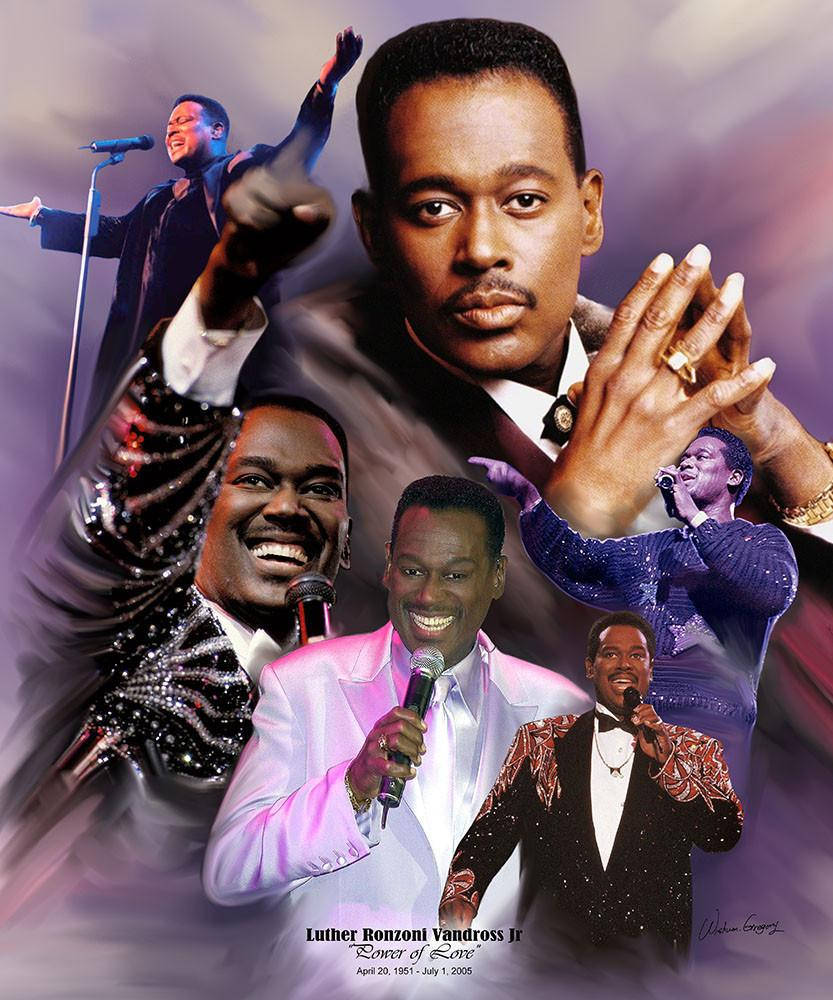 Luther Vandross, glittering suits, smoky purple background, SD Phone Wallpaper