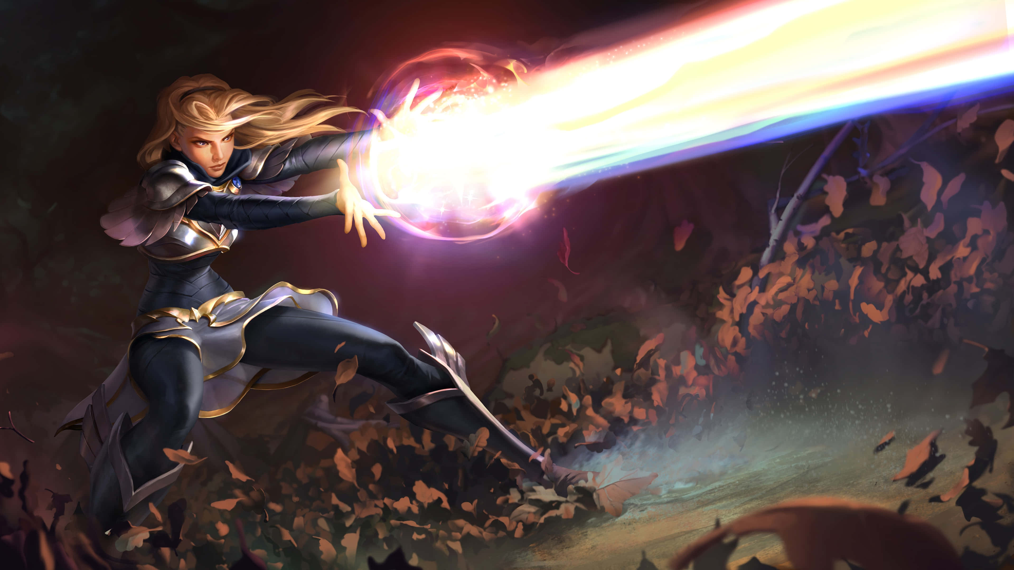 Lux, blonde warrior, dark armor, 4K Desktop Wallpaper