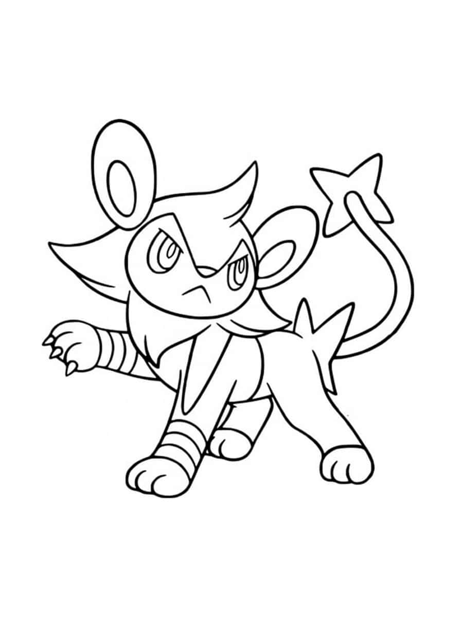 Luxio, claws out, black and white line art, SD Phone Wallpaper