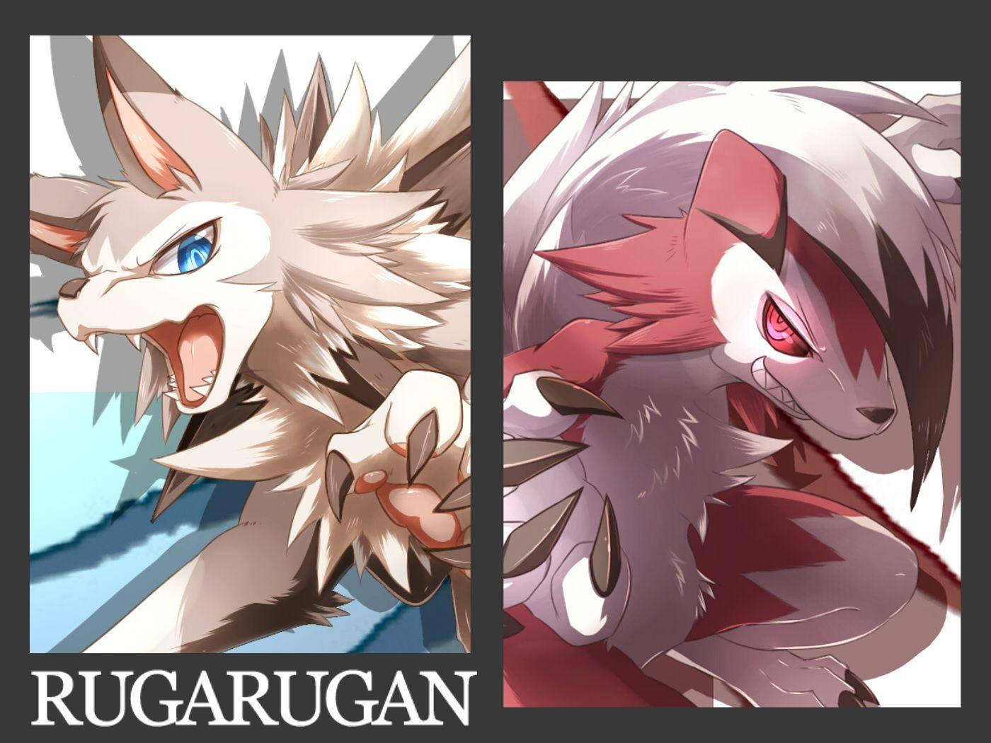 Lycanroc, black, anime-style, HD Desktop Wallpaper