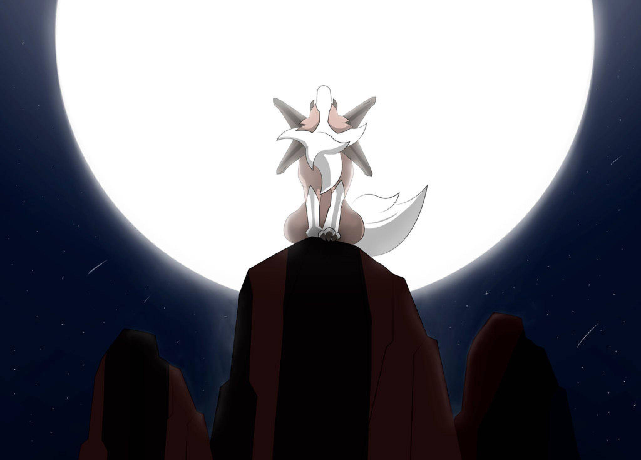 Lycanroc, howl, white fox-like creature, Full HD Desktop Wallpaper
