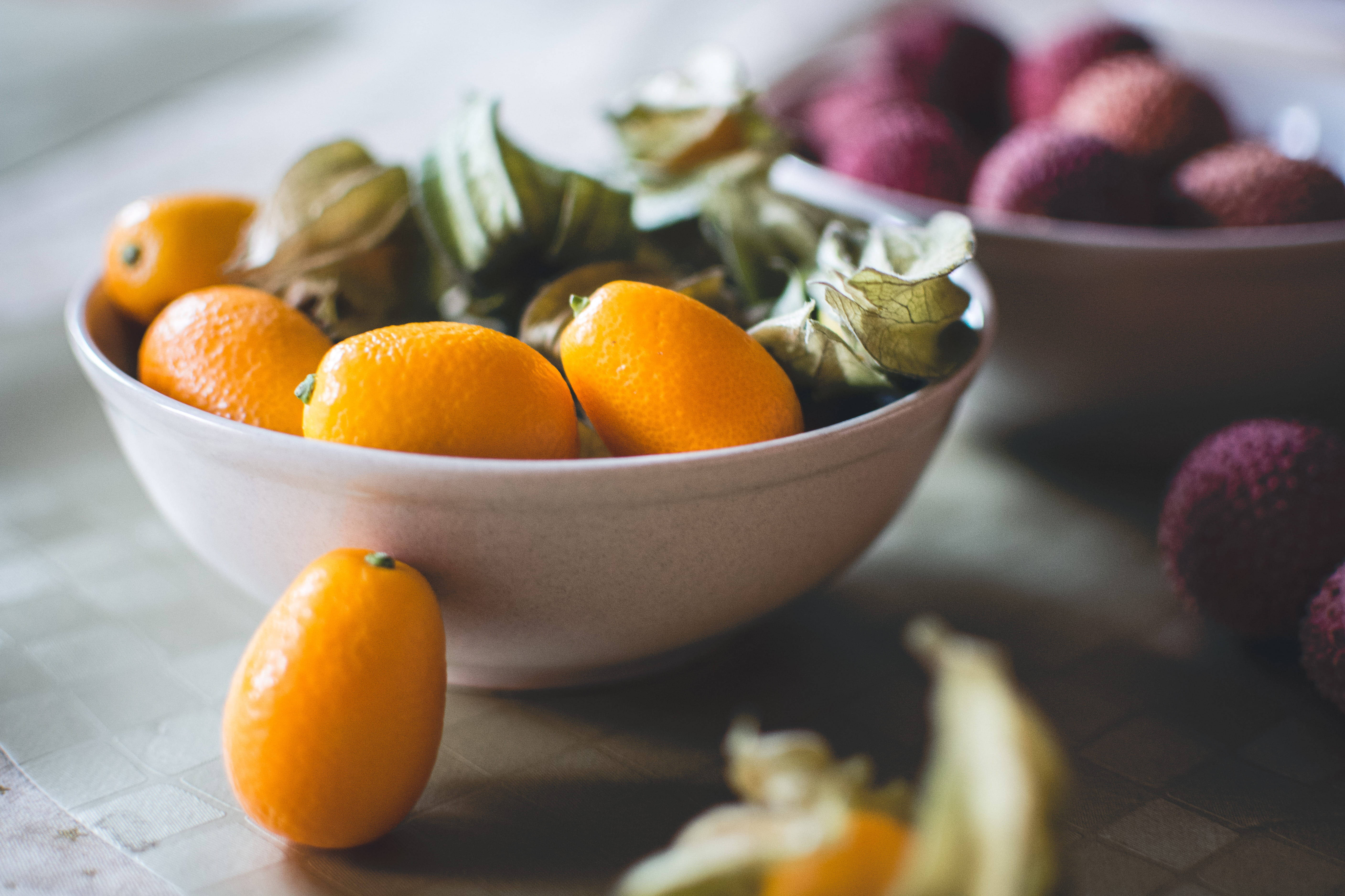 kumquat, lychee, bowl, 5K Desktop Wallpaper