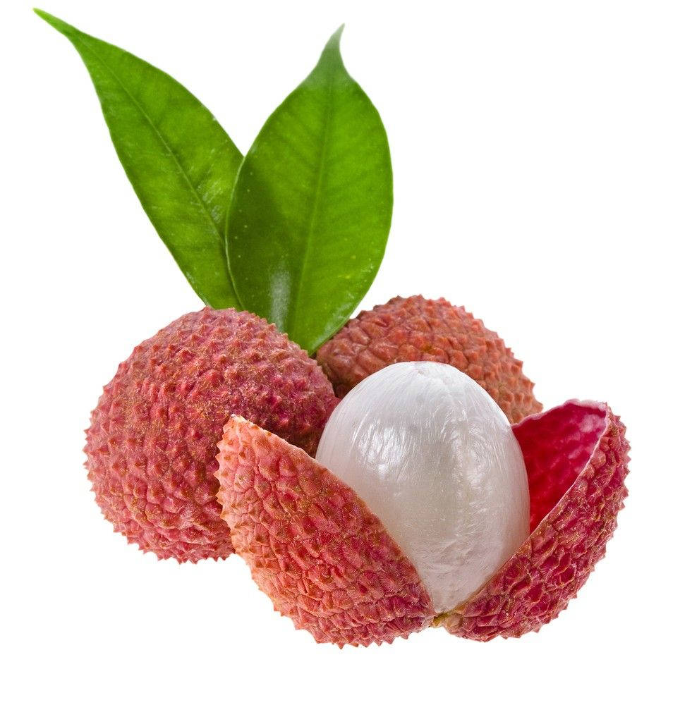 tropical lychee fruit, three fresh lychees, one split open, SD Phone Wallpaper