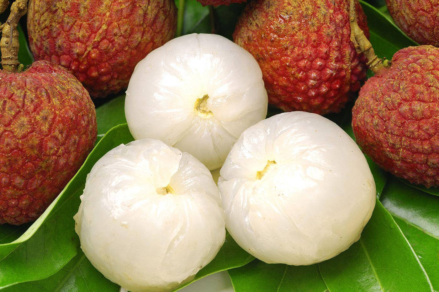 red lychees, white flesh fruit, red bumpy skins, HD Desktop Wallpaper