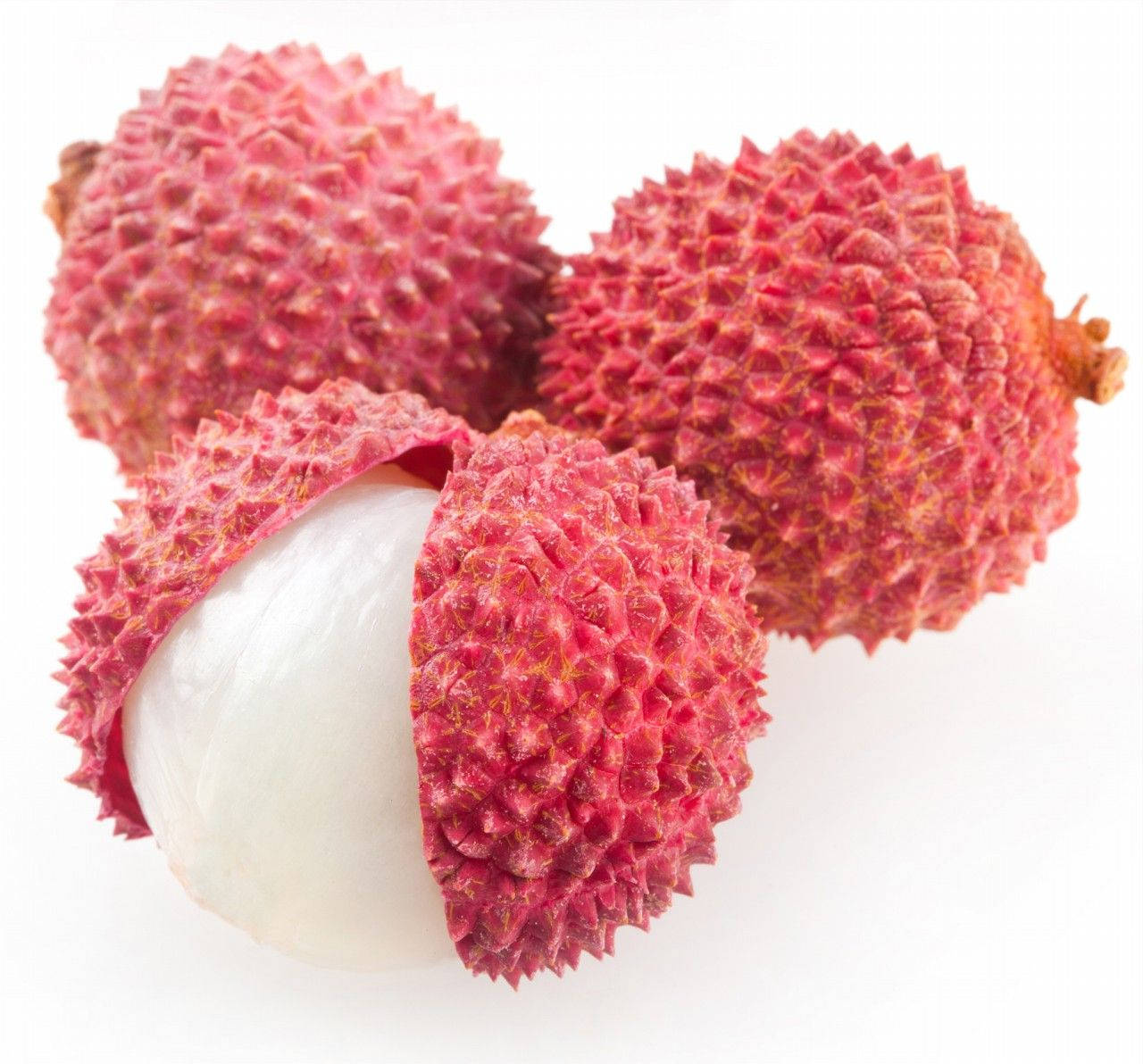 lychees, translucent white flesh, clean white background, HD Desktop Wallpaper