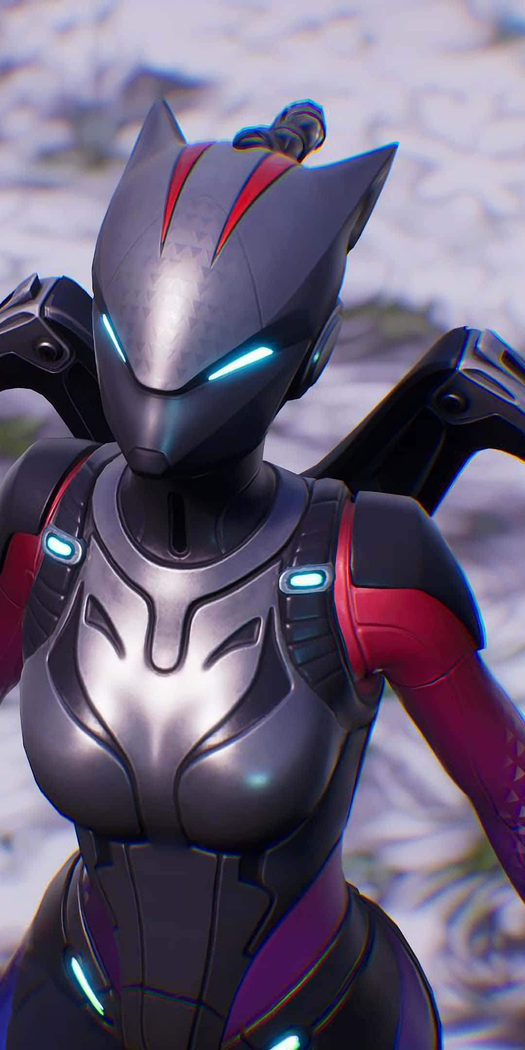 Lynx Fortnite, cat-eared warrior, sleek silver and red armor, Full HD Phone Wallpaper