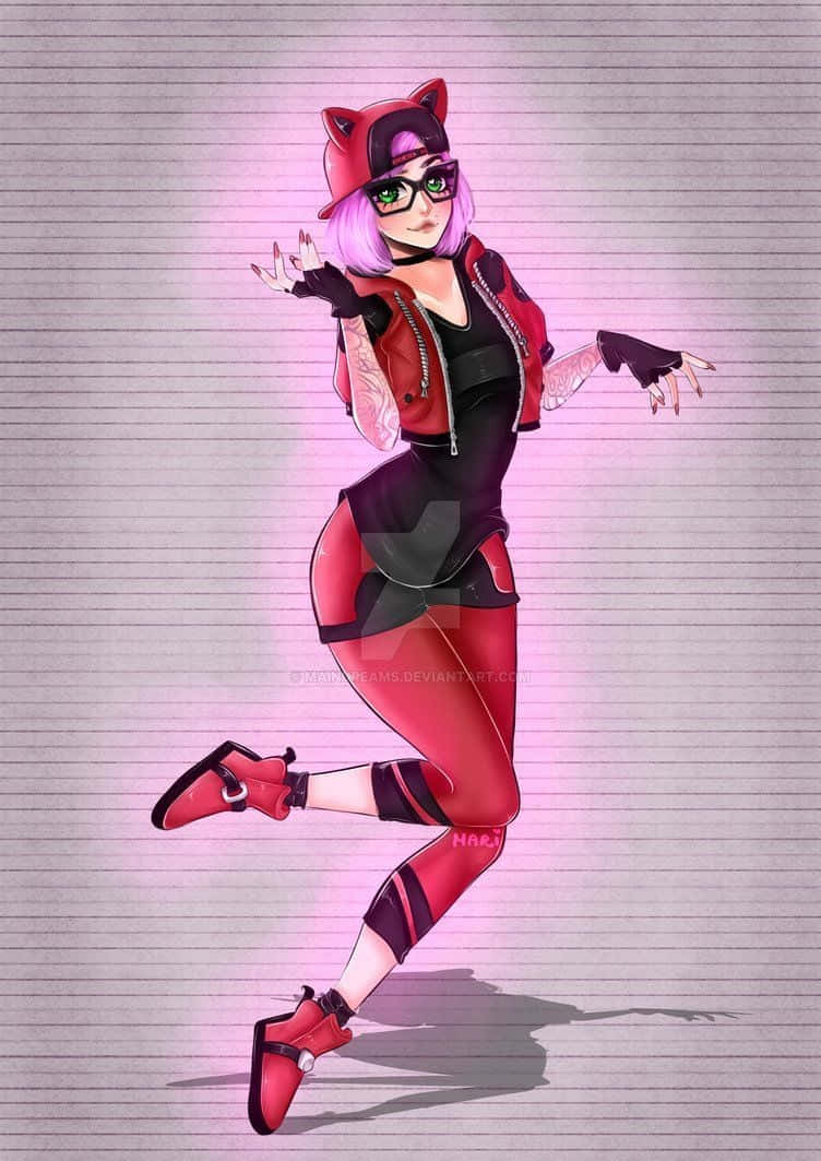 Lynx Fortnite, anime girl, purple hair, SD Phone Wallpaper