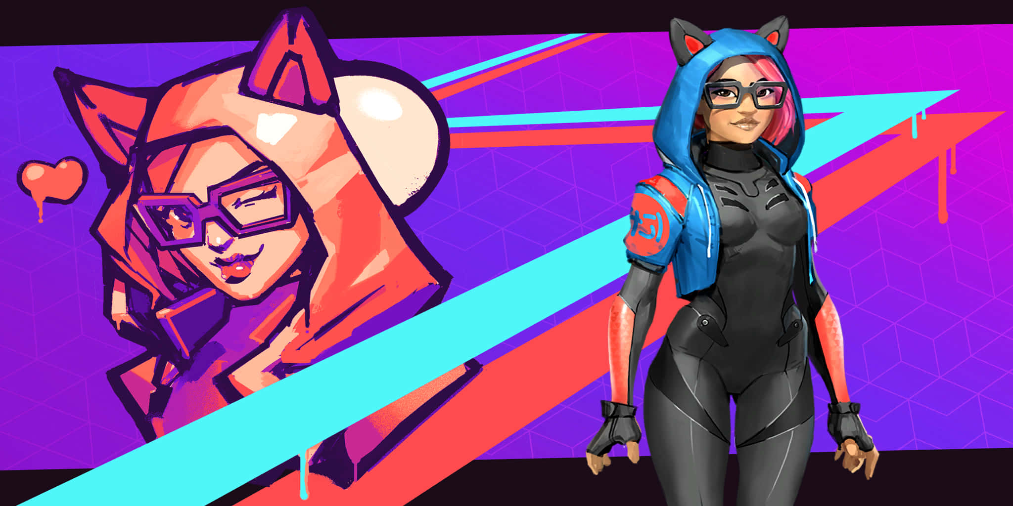 Lynx Fortnite, anime girl, cat ears, Full HD Desktop Wallpaper