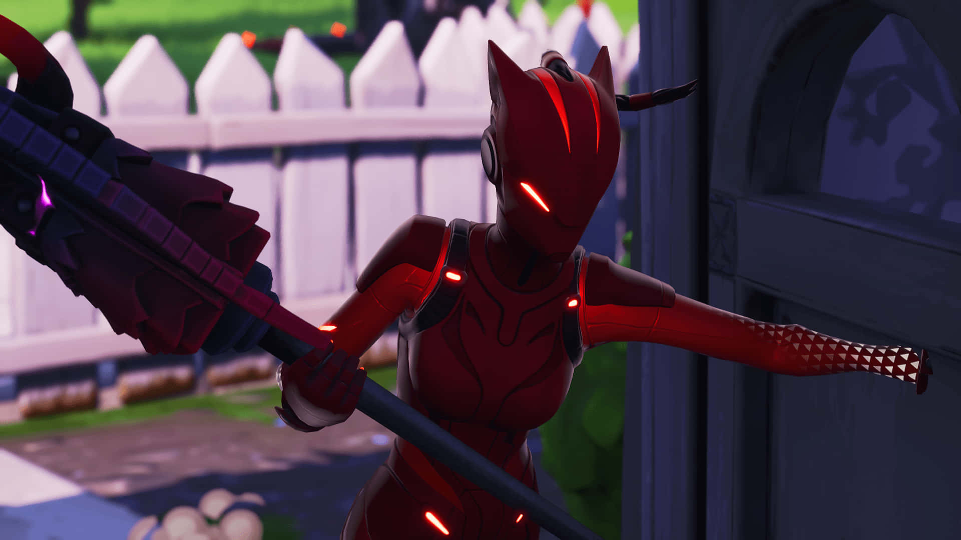 Lynx Fortnite, red armored devil, glowing eyes, Full HD Desktop Wallpaper