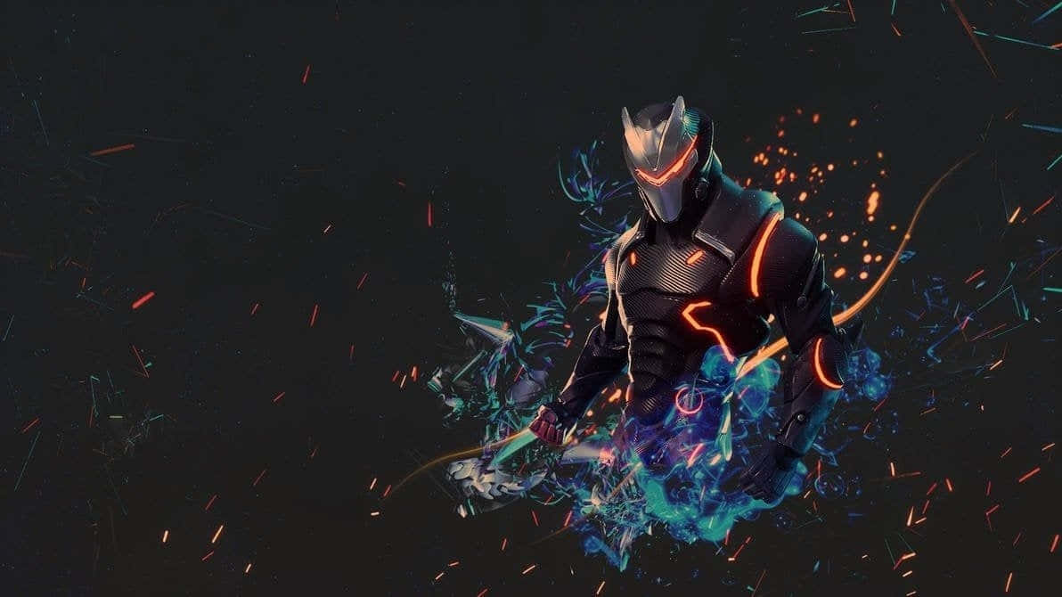 Lynx Fortnite, fiery sparks, electric blue energy, SD Desktop Wallpaper