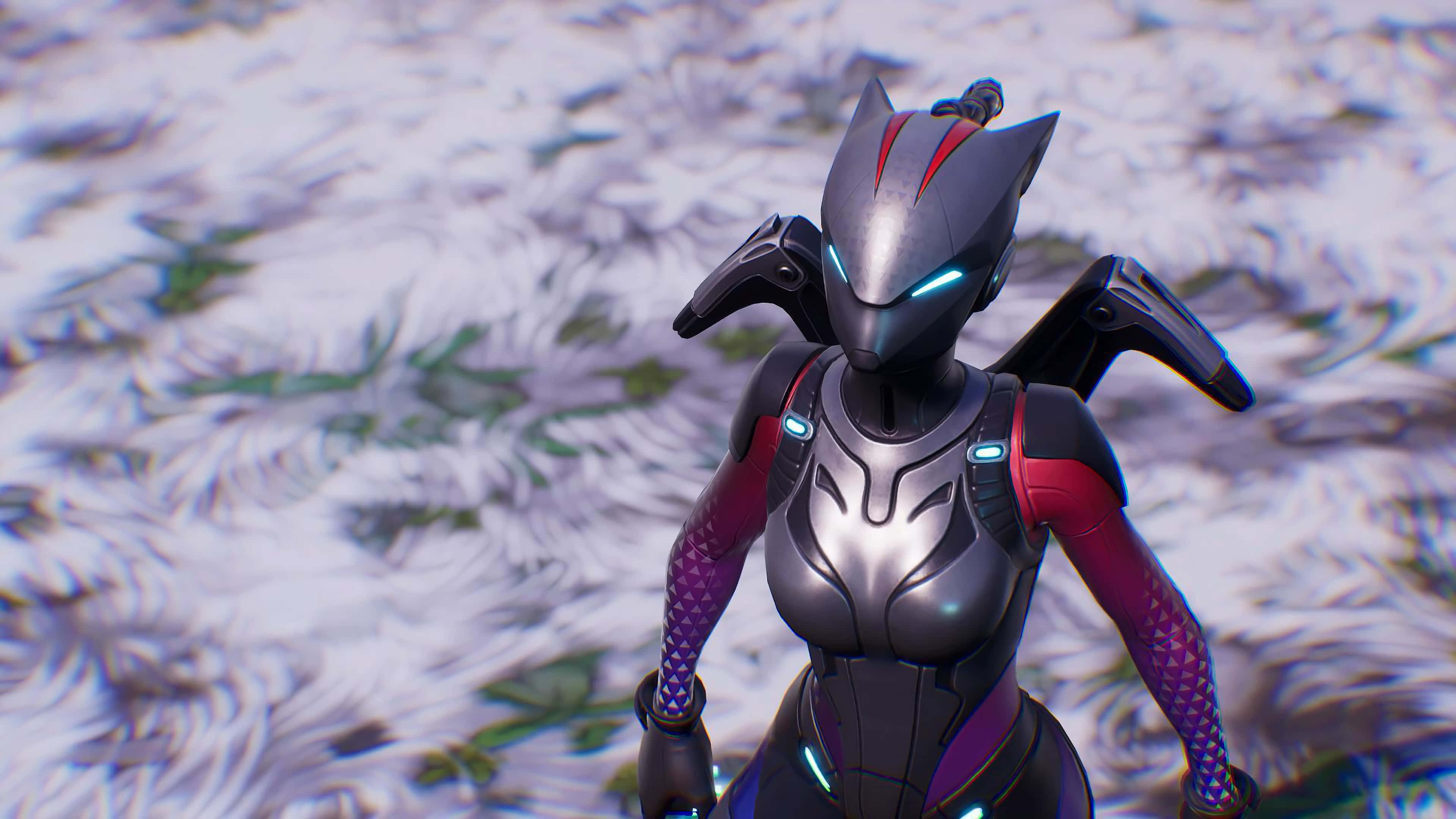 Lynx Fortnite, futuristic armored warrior, glowing blue eyes, 4K Desktop Wallpaper
