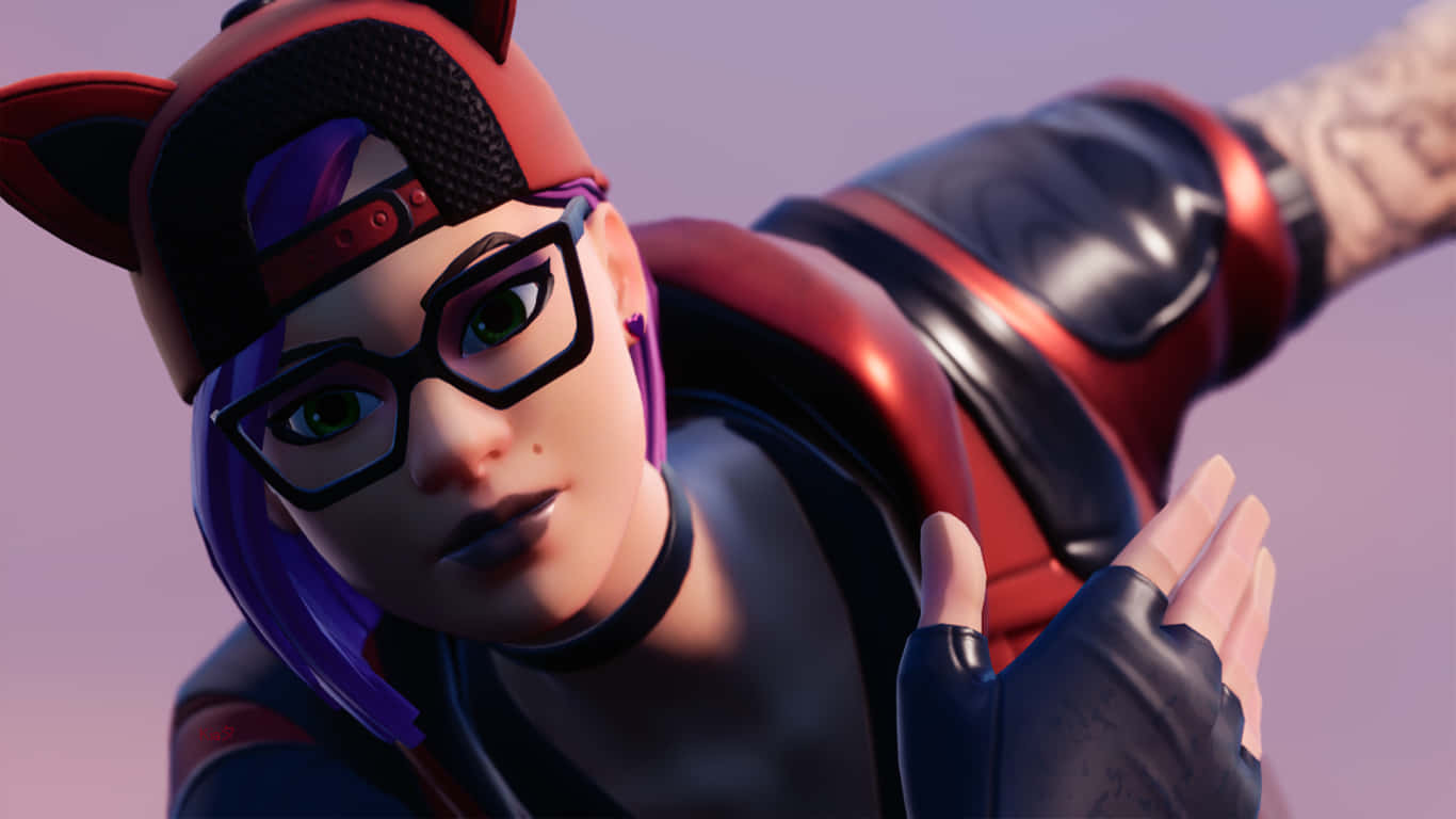 Lynx Fortnite, red and black gear, purple hair, HD Desktop Wallpaper